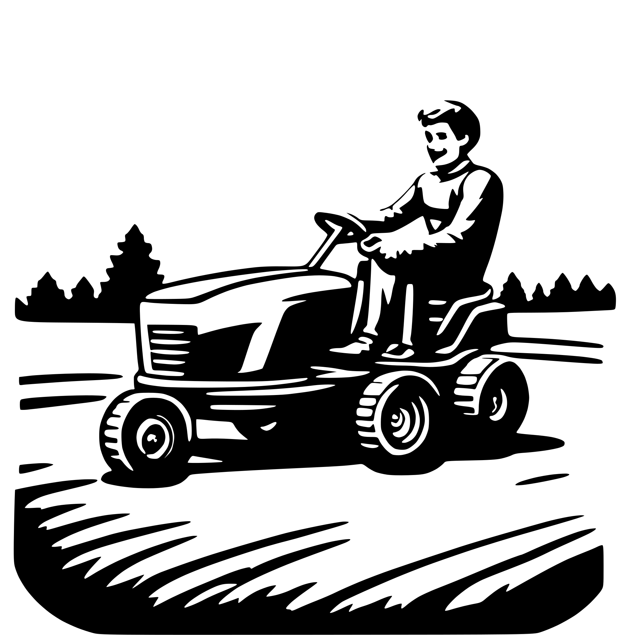 AI-generated SVG of 'flying man lawn mower'
