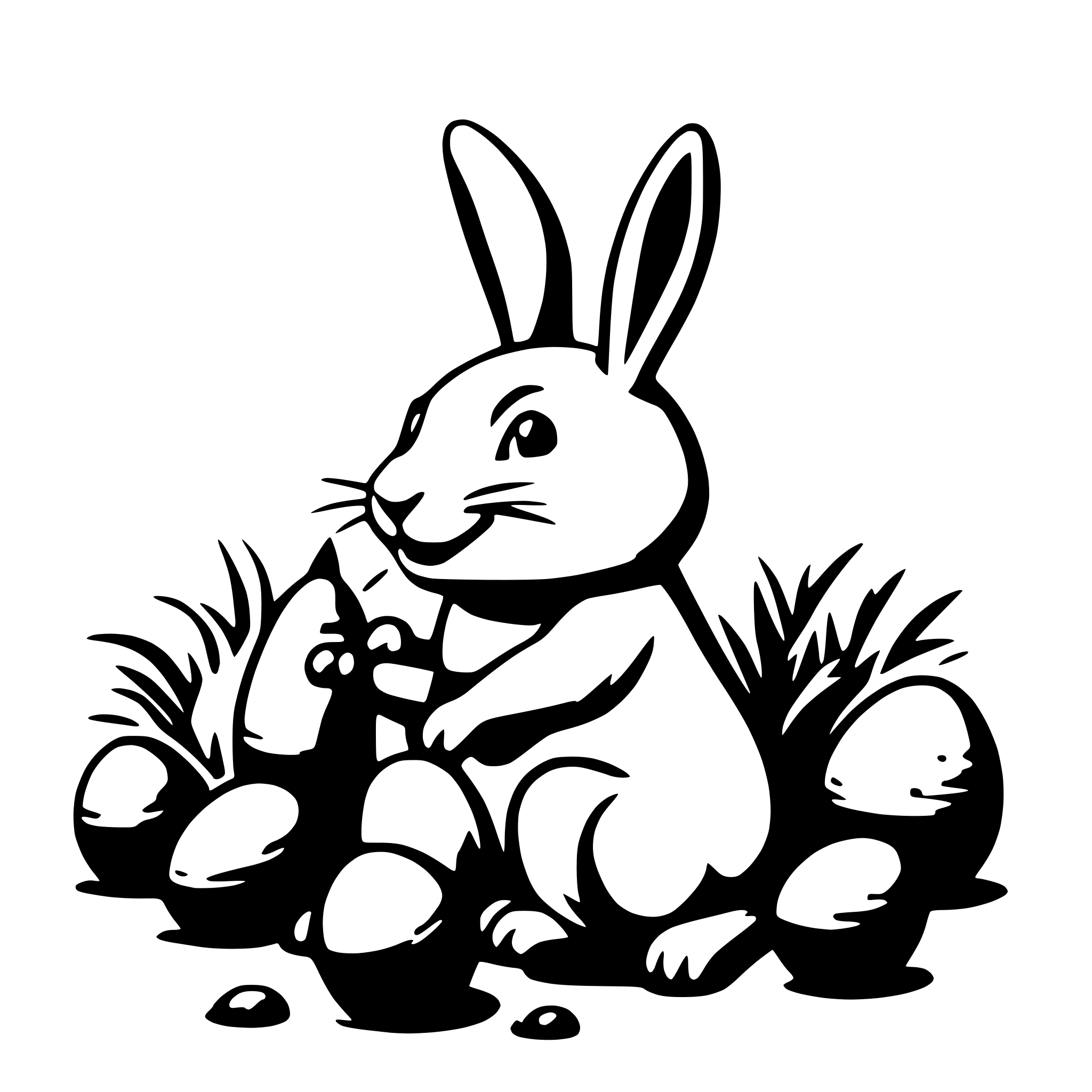 AI-generated SVG of 'Easter Bunny fun with eggs'