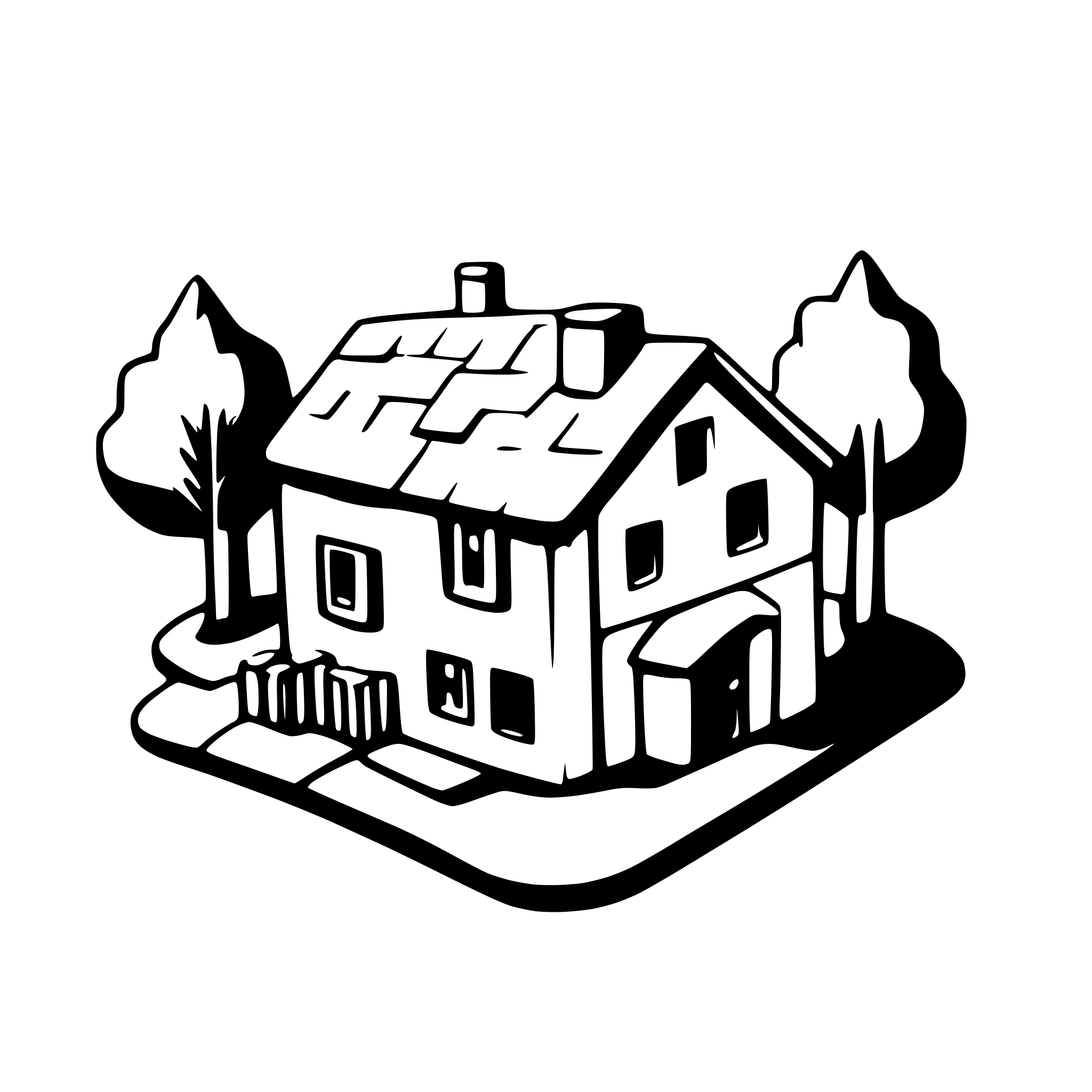AI-generated SVG of a cartoony boring swiss house isometric