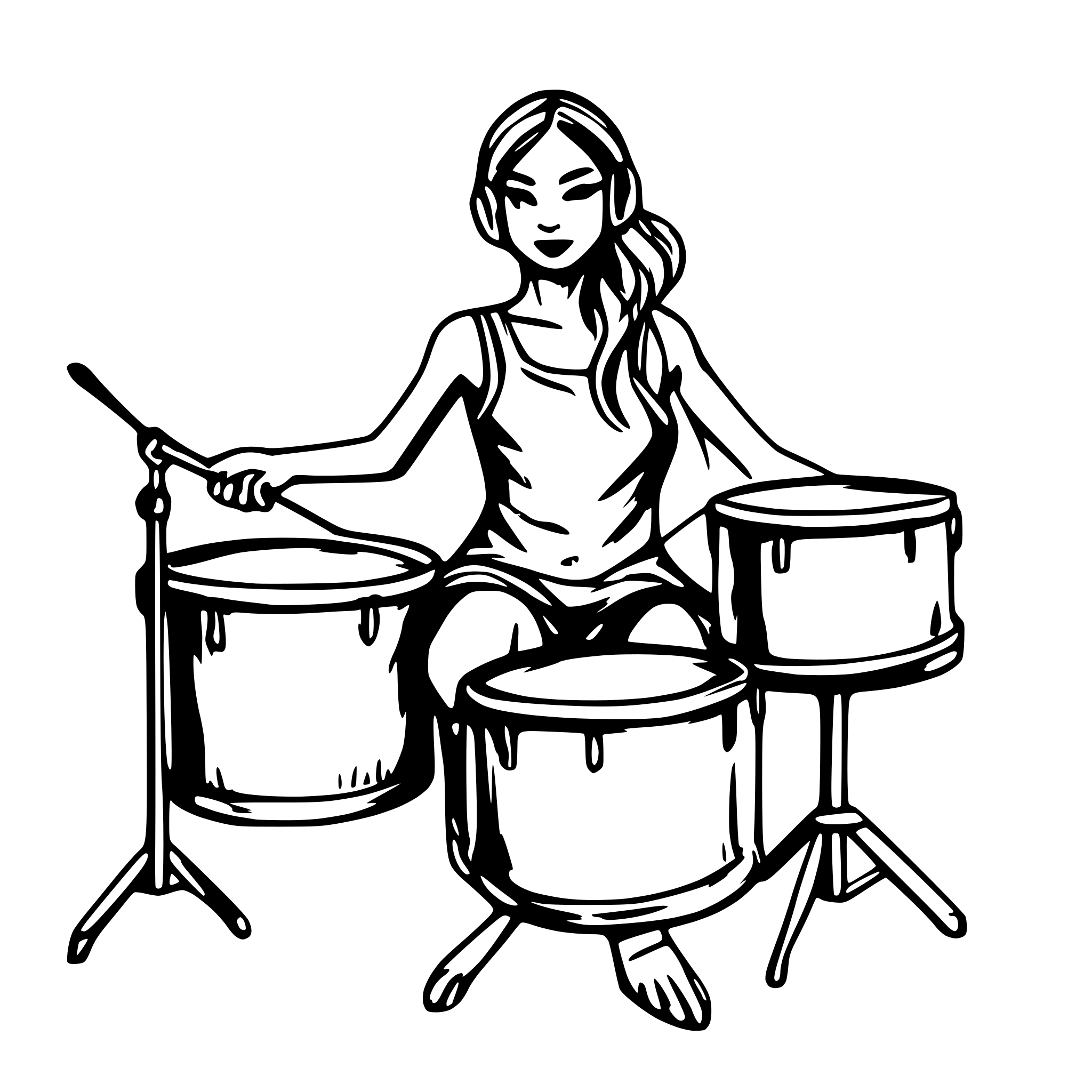 AI-generated SVG of a drums, musical notes, and dancing. black and white. AI-generated SVG of a drums, musical notes, and dancing. black and white.