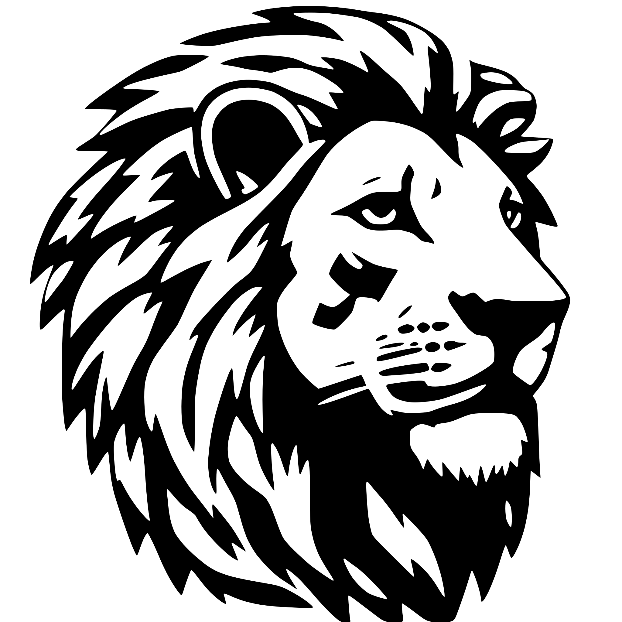 AI-generated SVG of a lion profil monochrome tribal pixel art