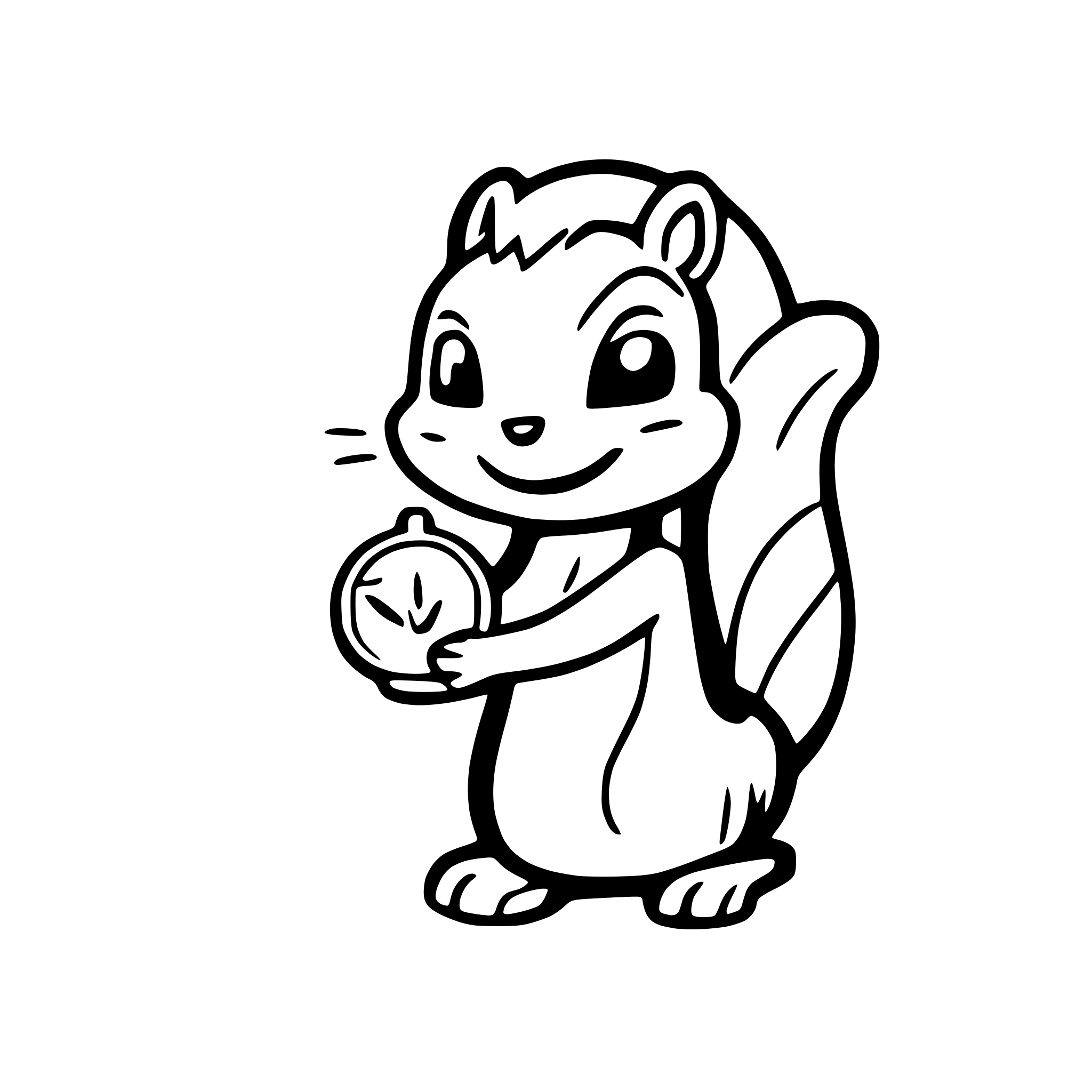 AI-generated SVG of 'smiling squirrel holding a coin'