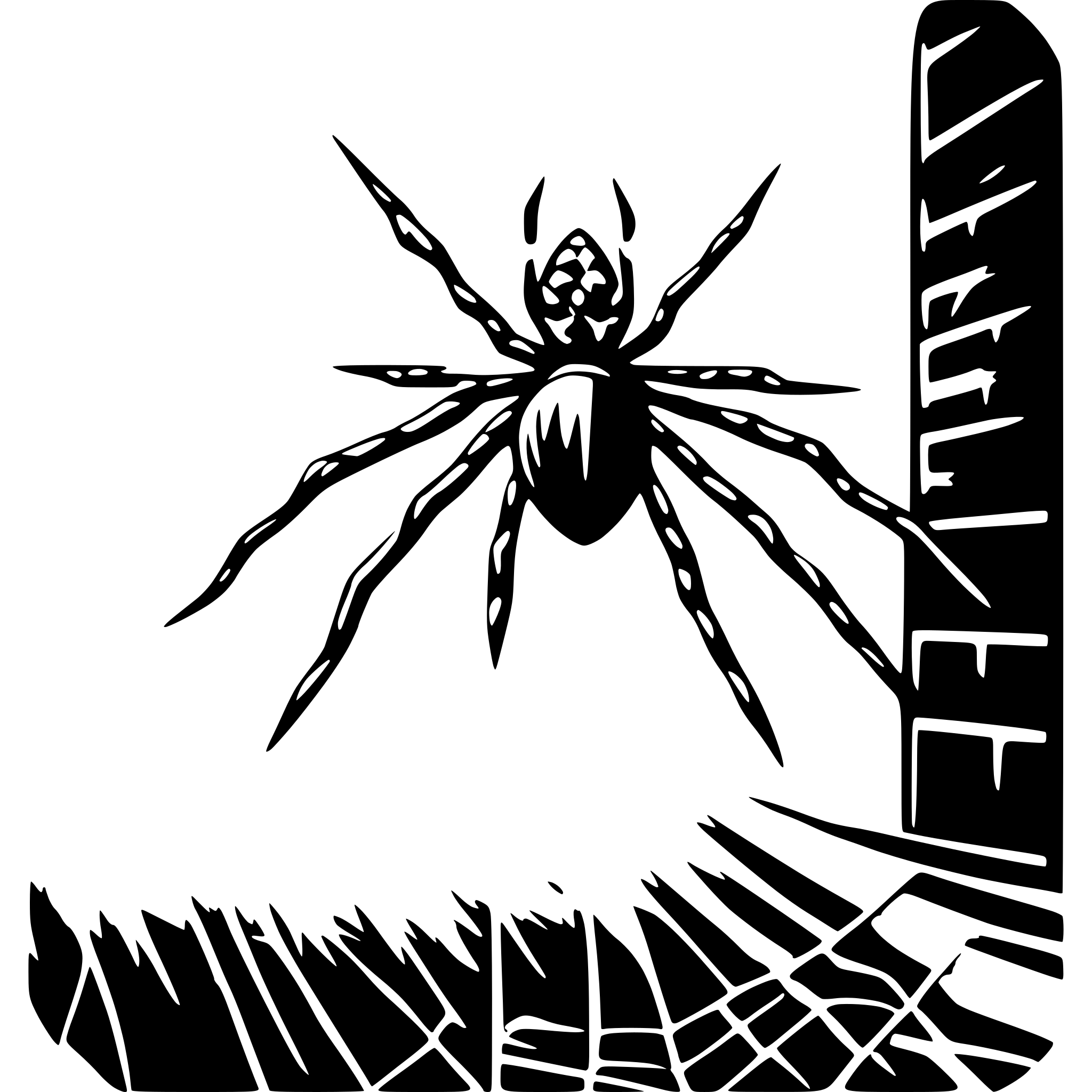 AI-generated SVG of 'Spider moving on web'