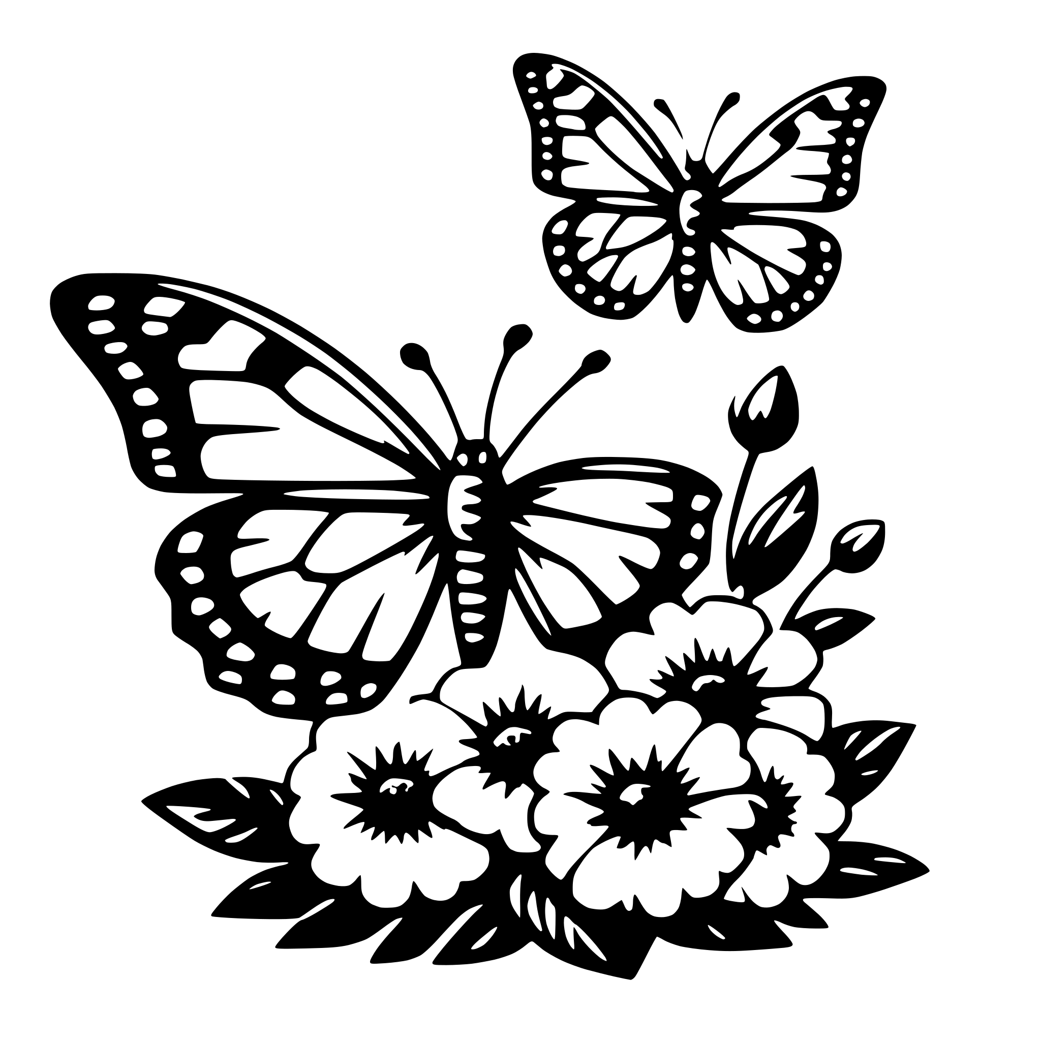 AI-generated SVG of 'butterfly and flowers'