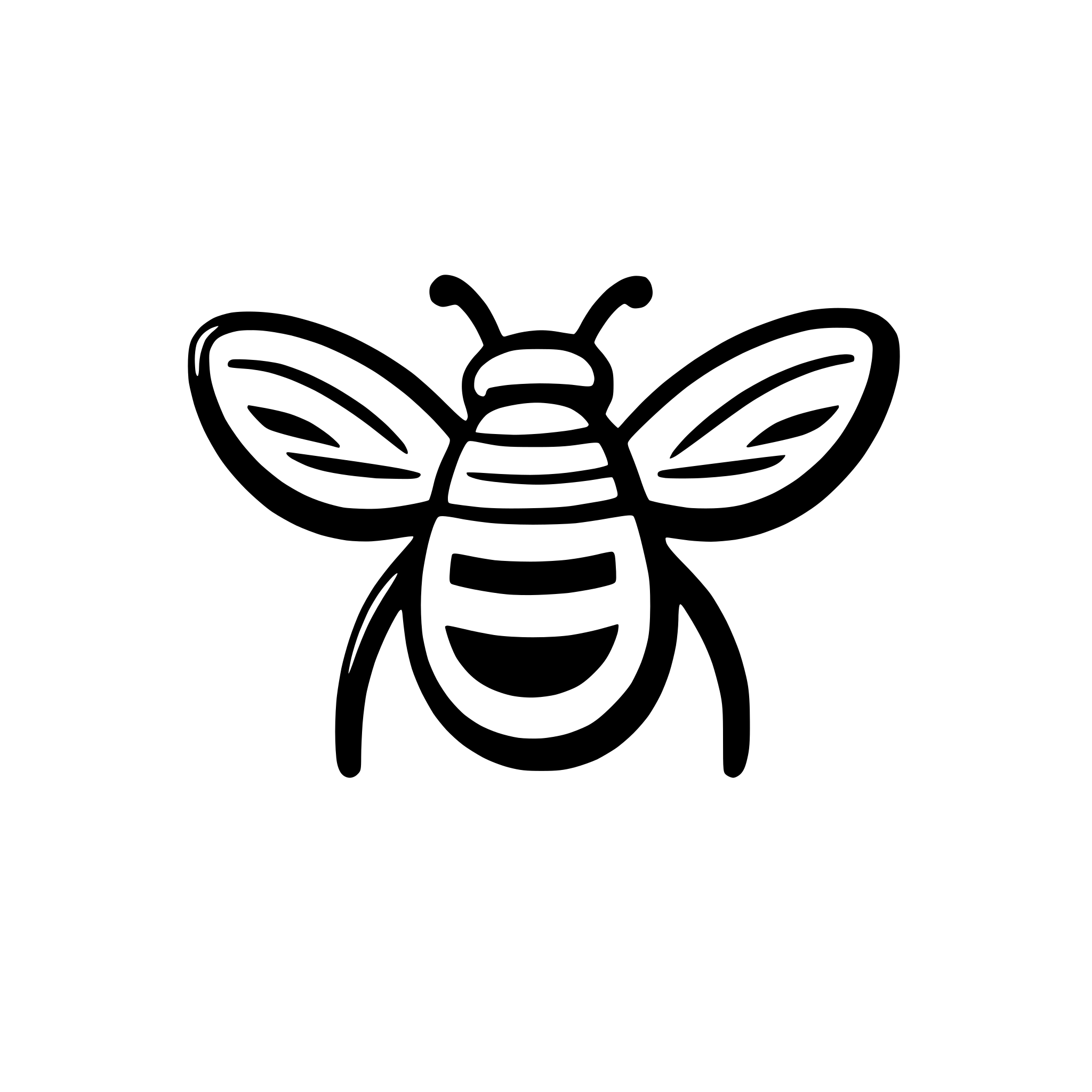 AI-generated SVG of a minimalist bee with wings