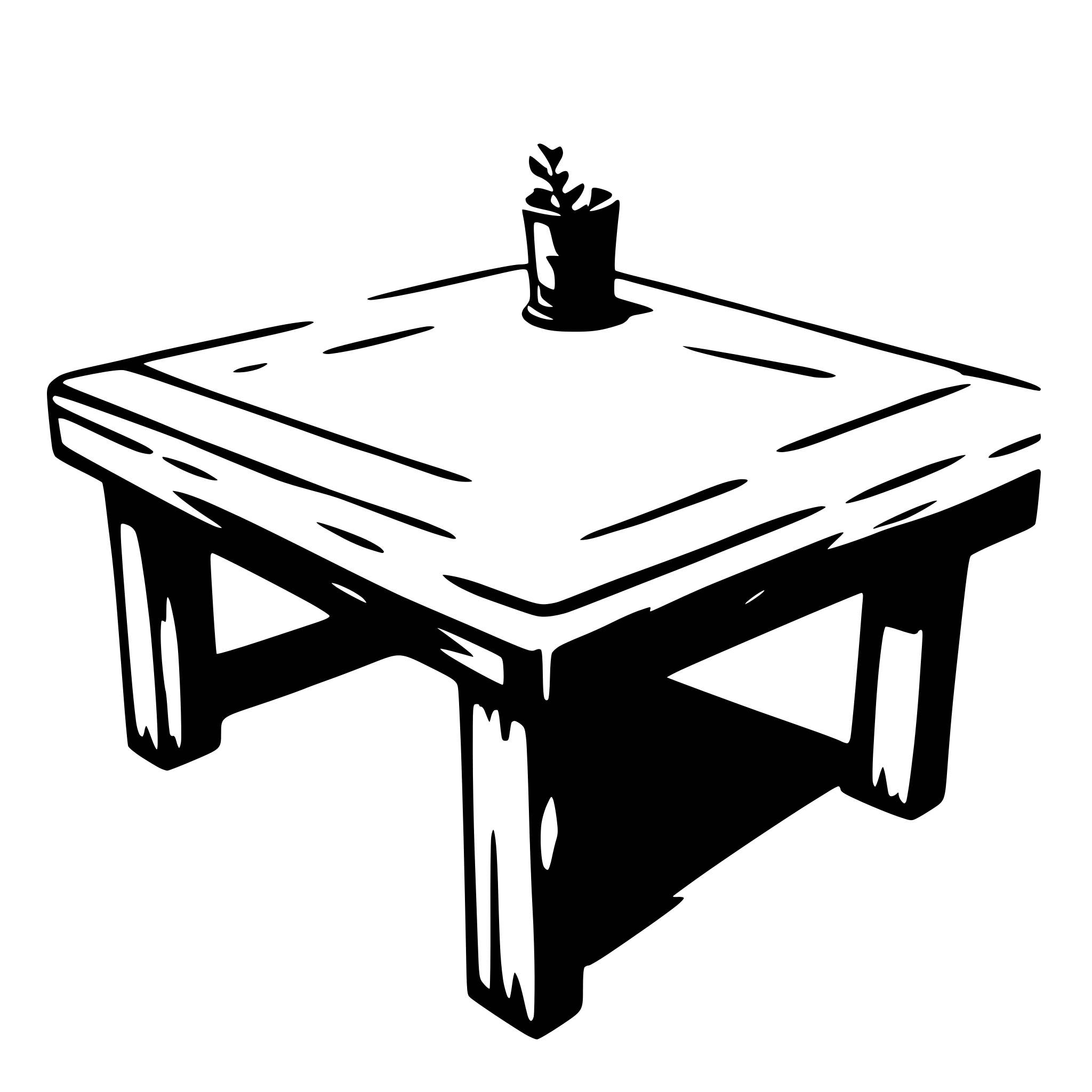 AI-generated SVG of a rustic worn  square table
