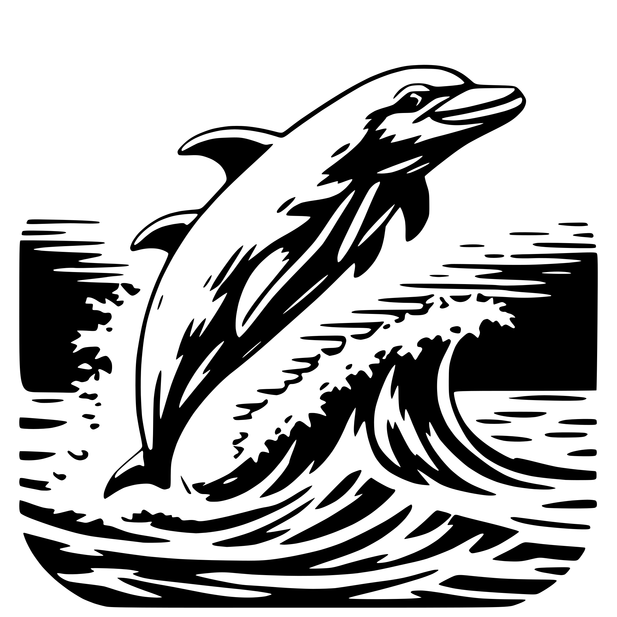 AI-generated SVG of a dolphin jumping waves
