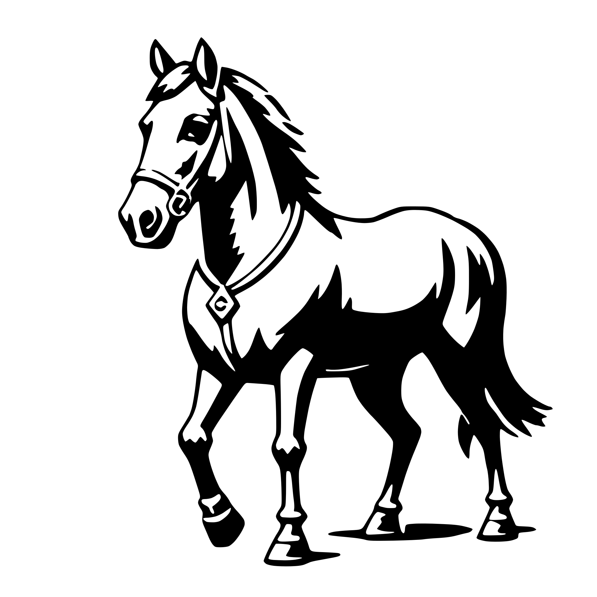 AI-generated SVG of 'horse in tuxedo'