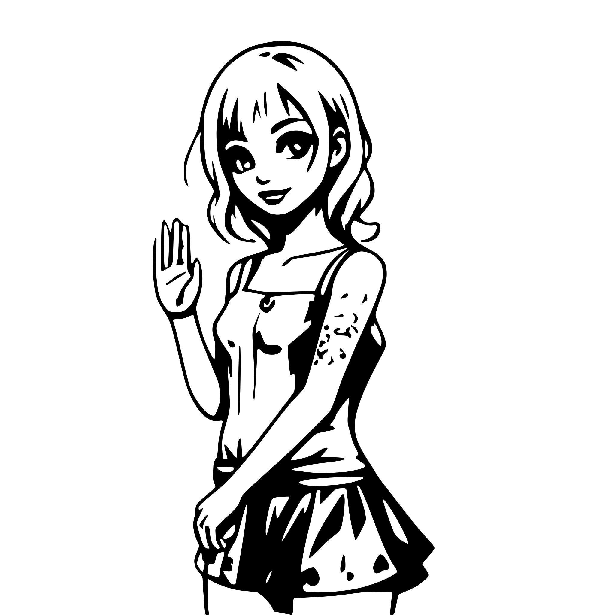 AI-generated SVG of a girl with magical tattoos