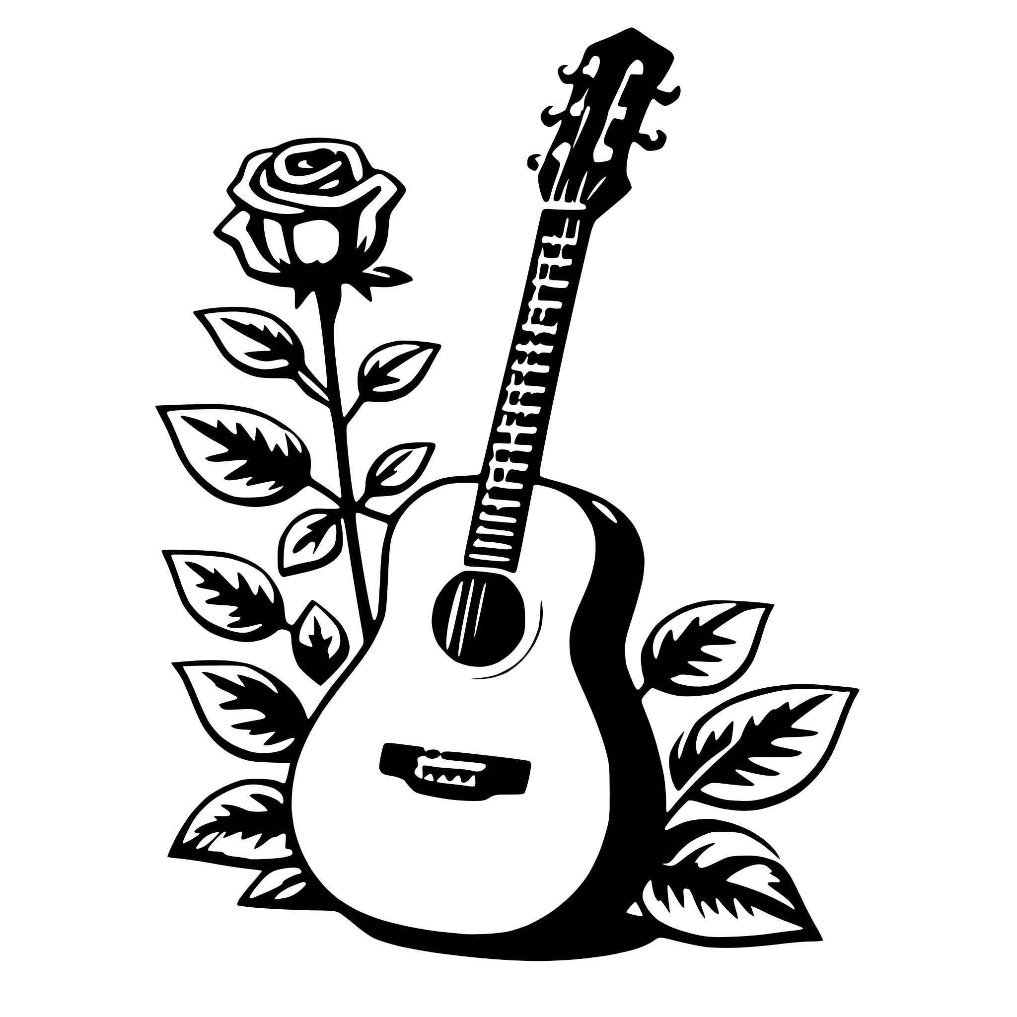 AI-generated SVG of 'guitar and roses'