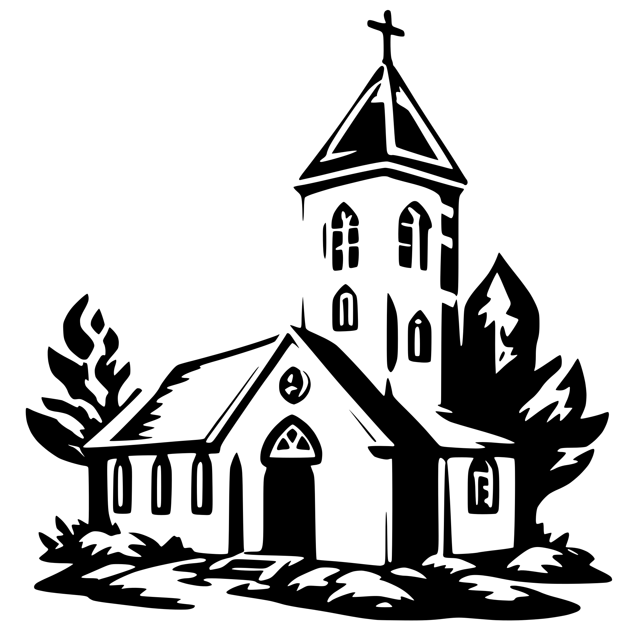 AI-generated SVG of a Church on fire
