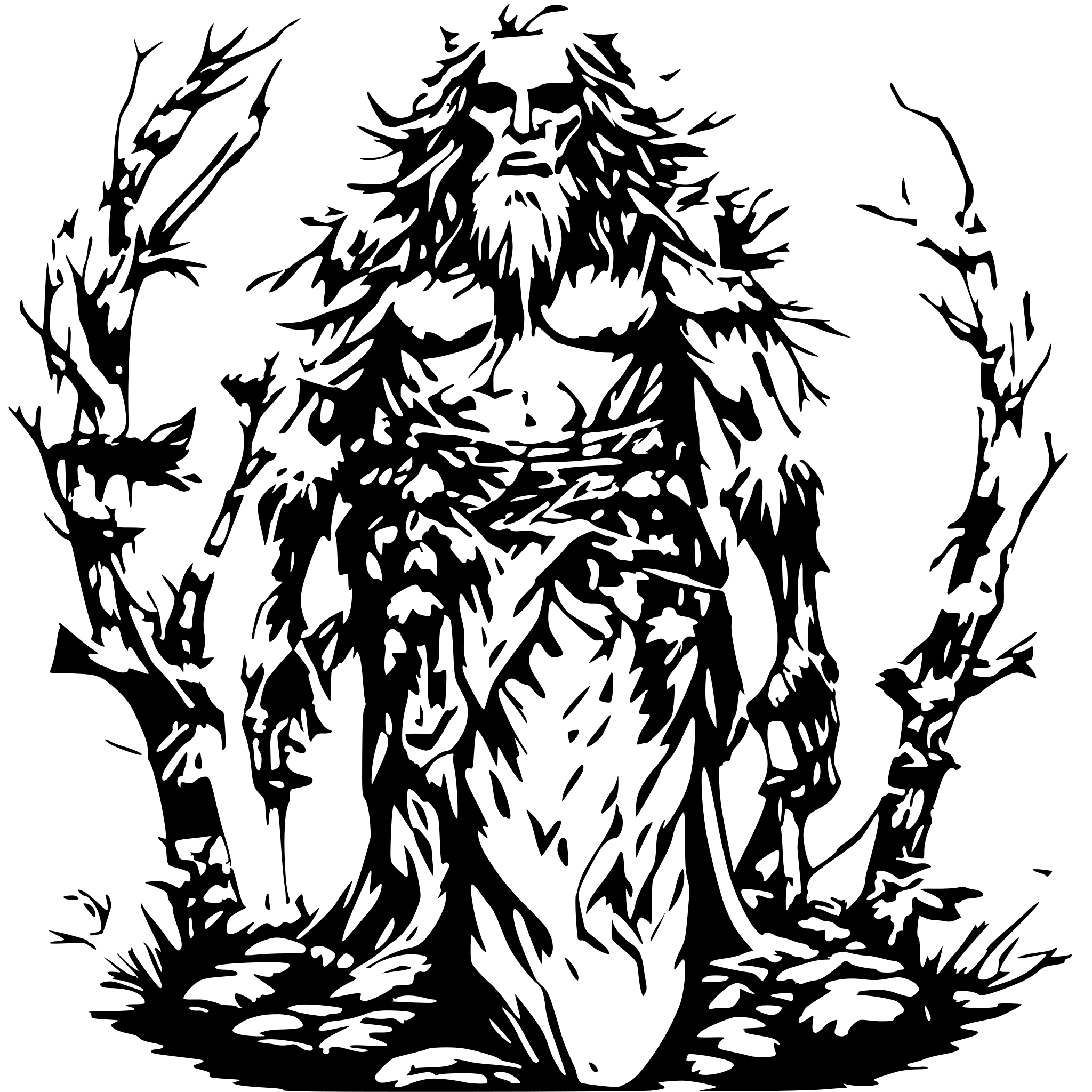 AI-generated SVG of 'Detailed Leshy showing entire body'