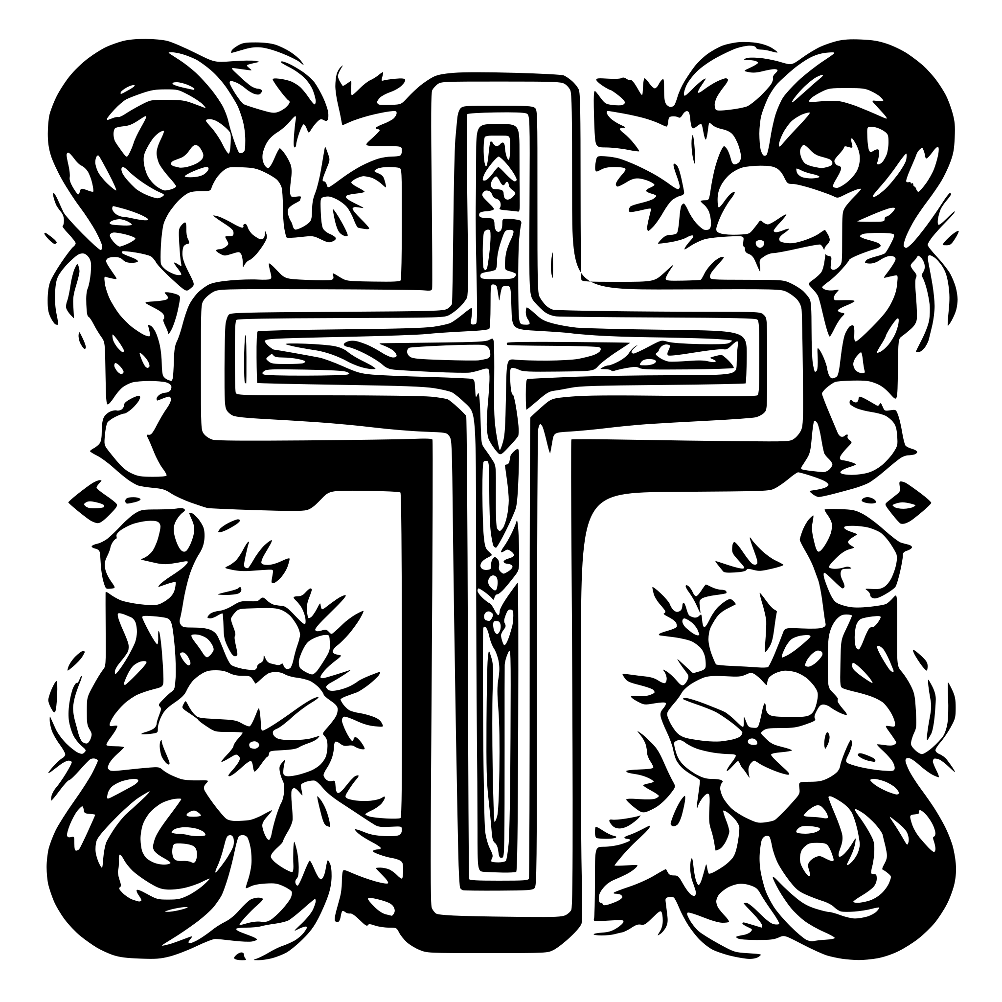 AI-generated SVG of a generate a cross with the word faith inside and a floral design around size it 1.5 inches wide by 5 inches tall