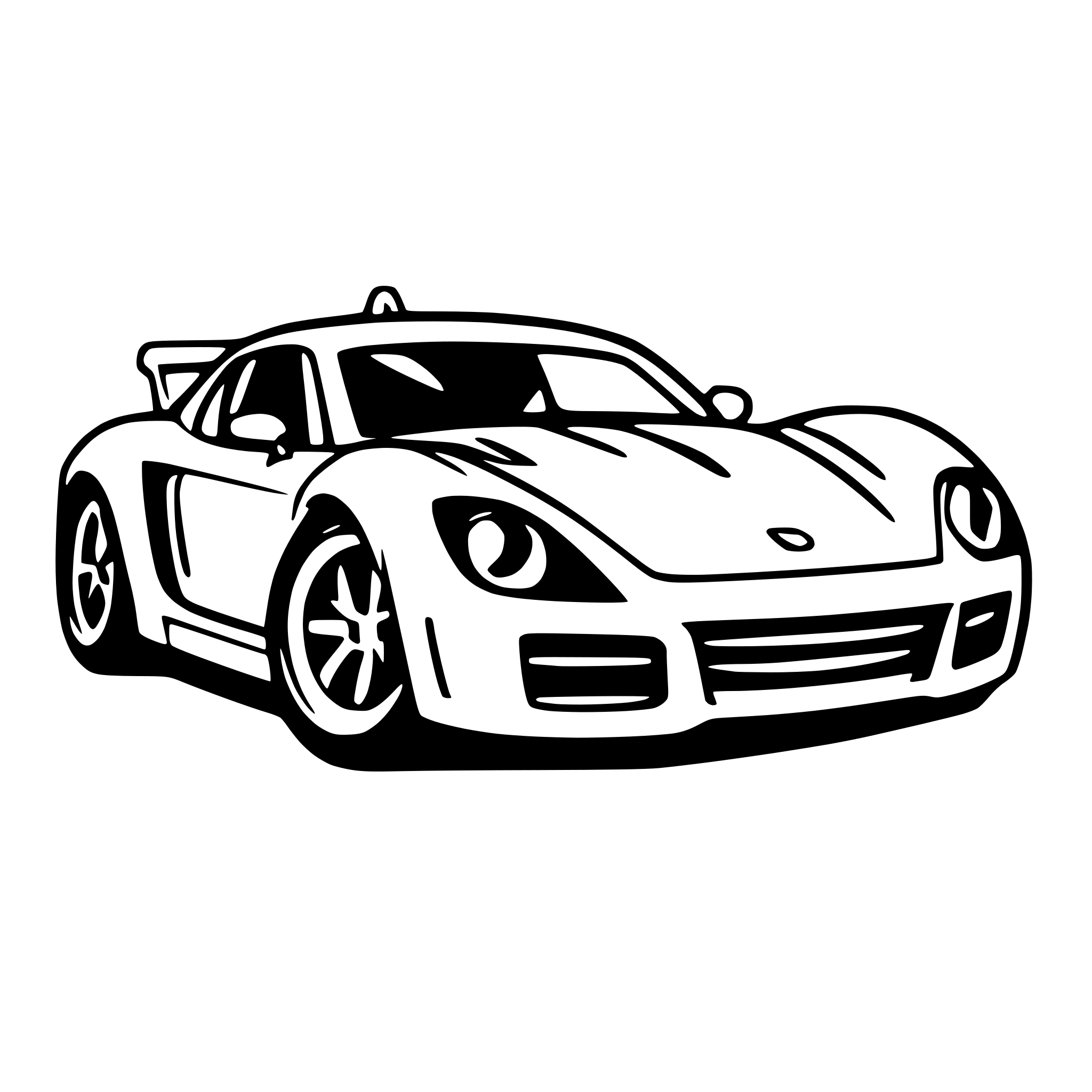 AI-generated SVG of a Sideview of a sports car with colorful in 2d