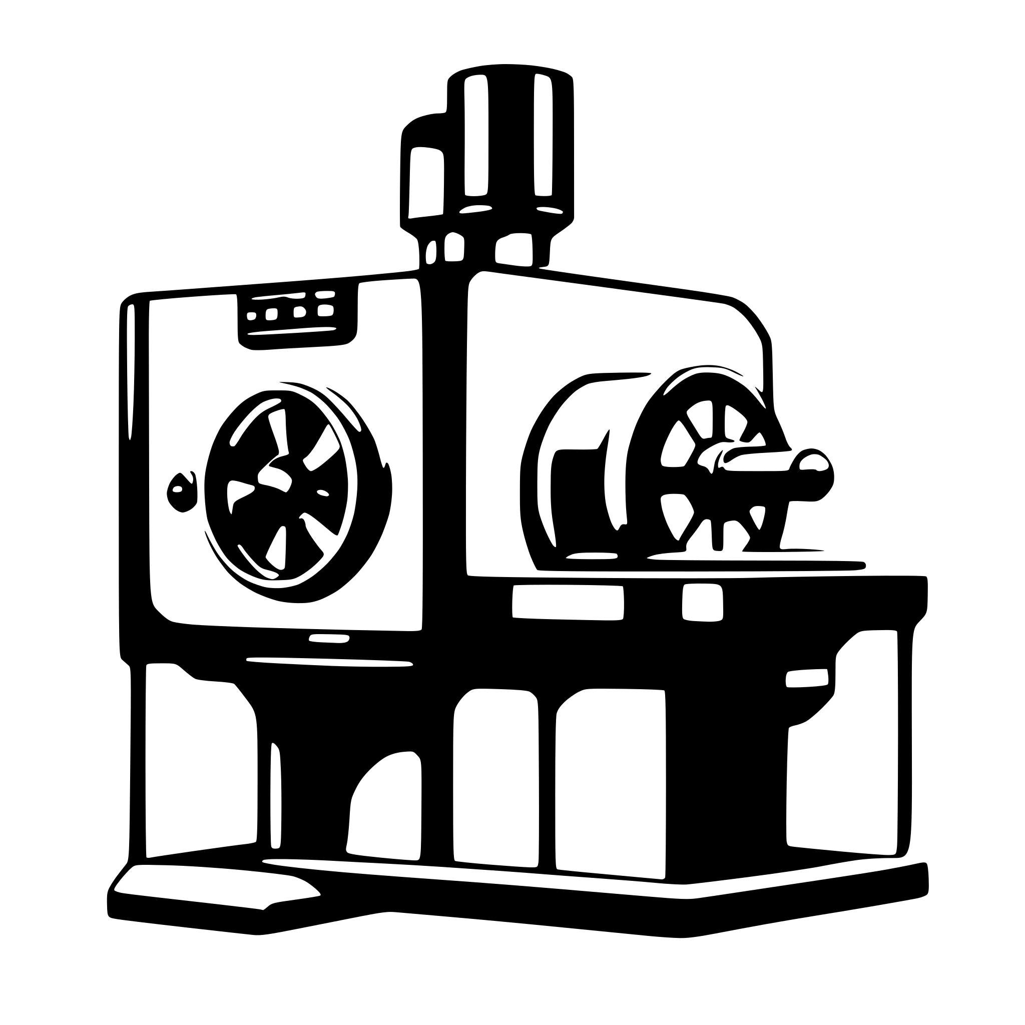 AI-generated SVG of a Simple symbolic icon for Thin film coating machine with server