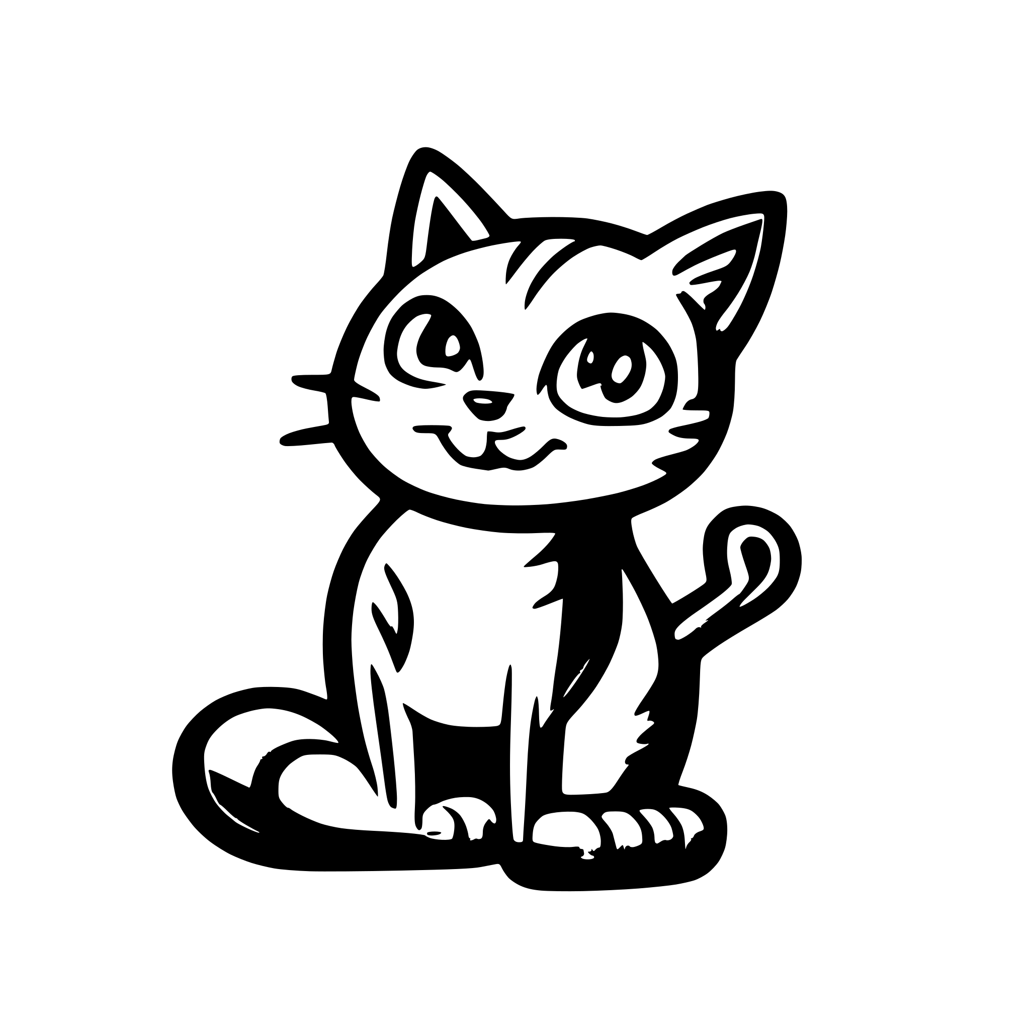 AI-generated SVG of a Design a retro cartoon-style mascot logo of a orange tabby cat with expressive green eyes and a slightly silly, lovable facial expression. The cat should be sitting upright with a friendly smile and giving a thumbs-up gesture, similar to vintage American food mascots from the 1960s. Use bold red and white colors only, with thick outlines and simplified shapes to give it a nostalgic, iconic feel. The style should feel warm, fun, and inviting — suitable for a family-friendly brand or comfort food 