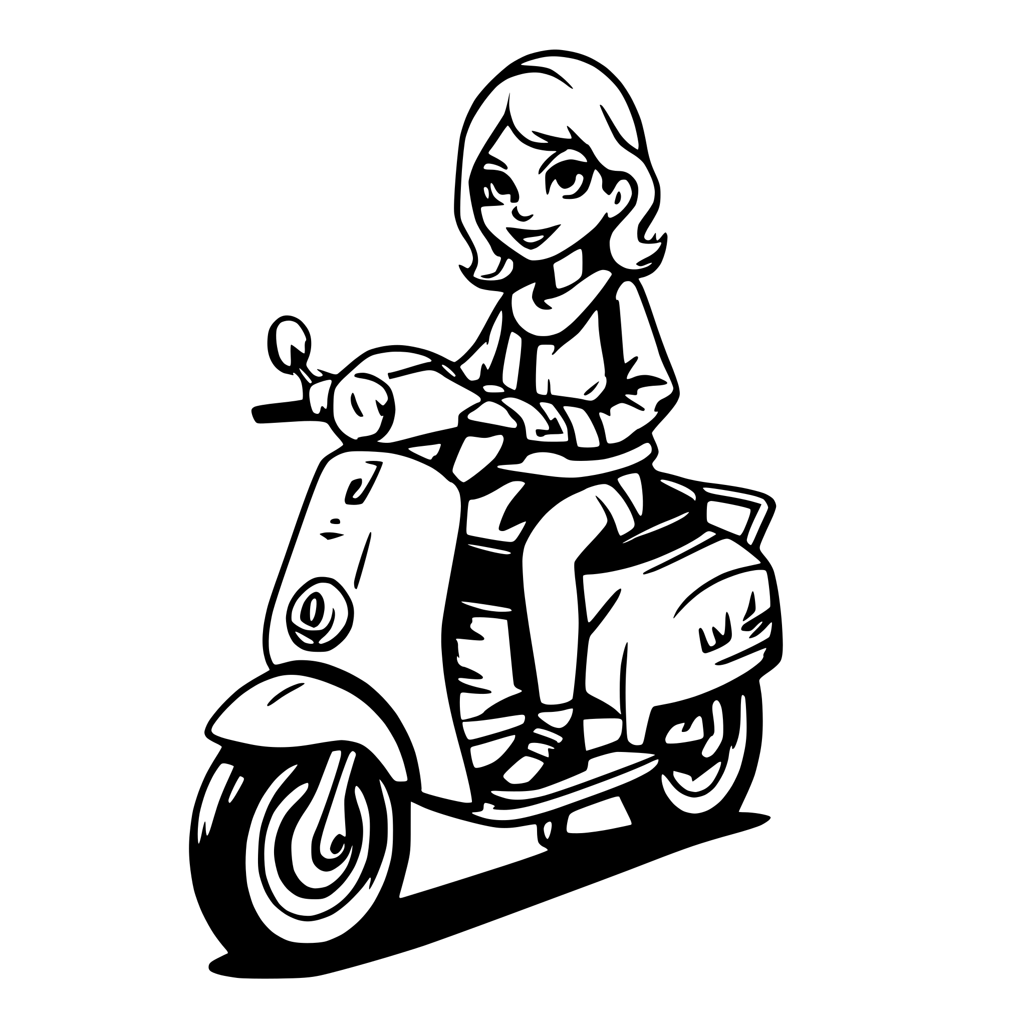 AI-generated SVG of 'Woman on a vespa'