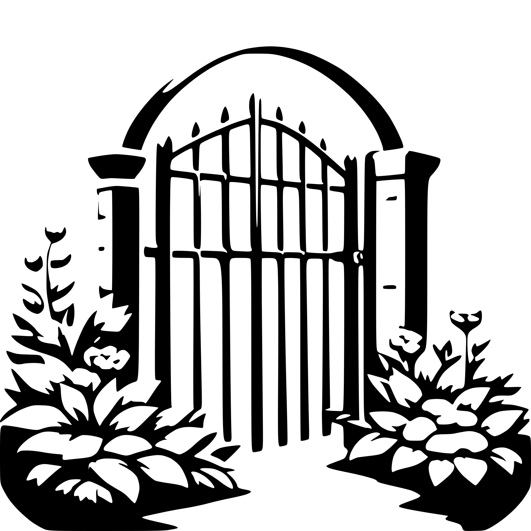 AI-generated SVG of 'a gate with flowers'