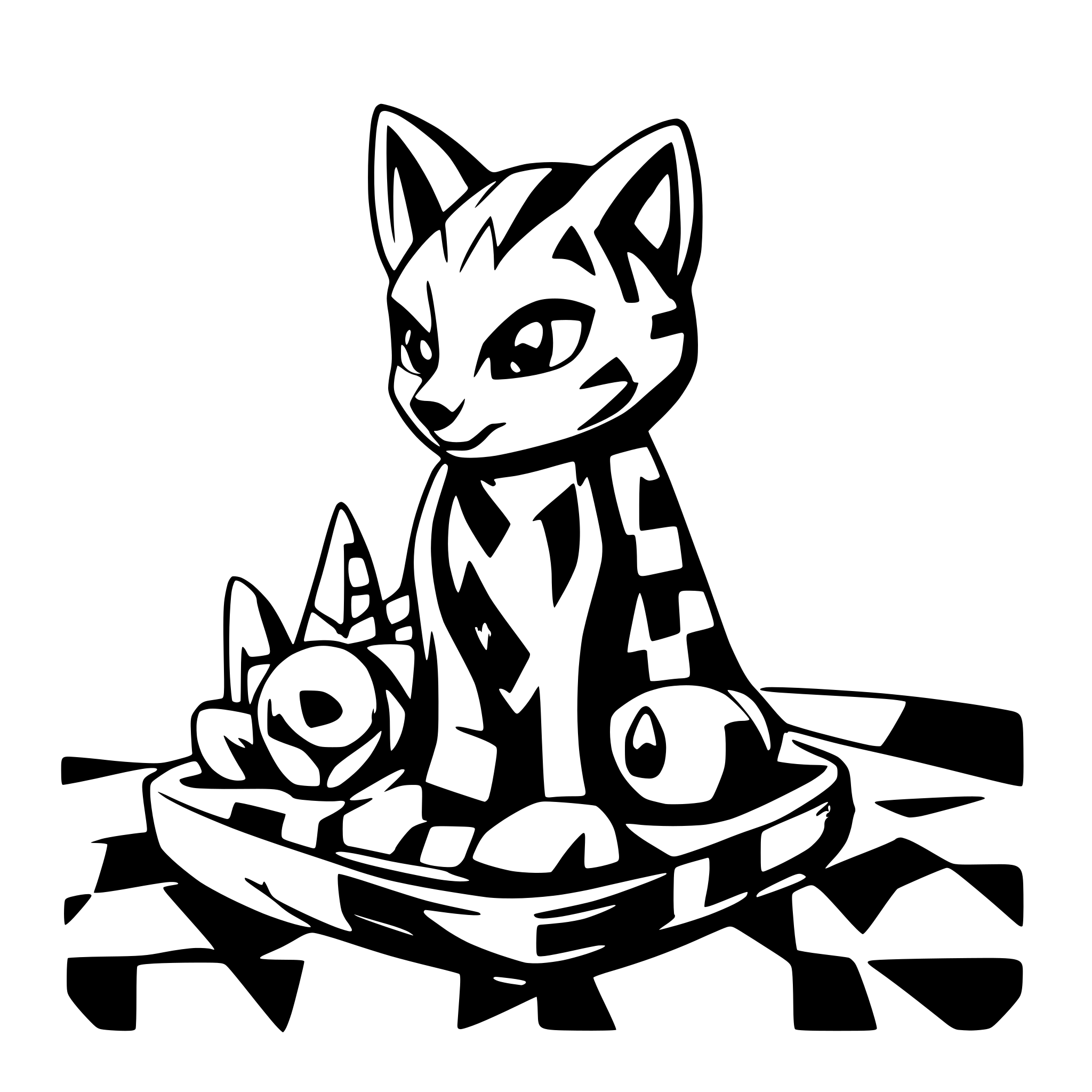 AI-generated SVG of a Fox, setting, paw on a big chess  figure