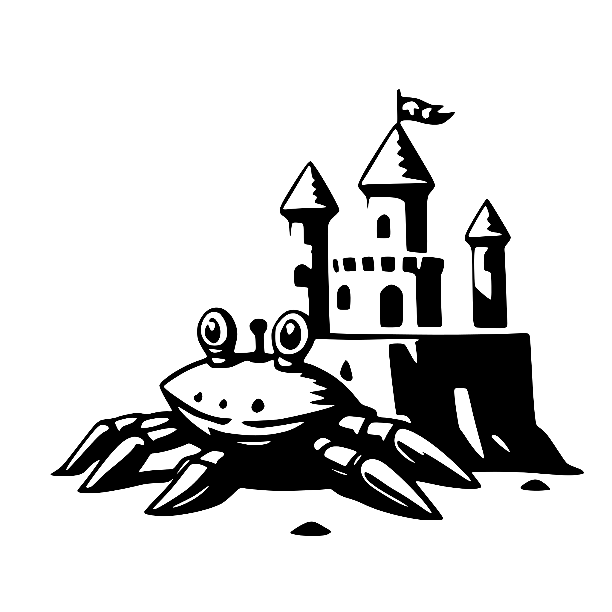 AI-generated SVG of a crab with sandcastle
