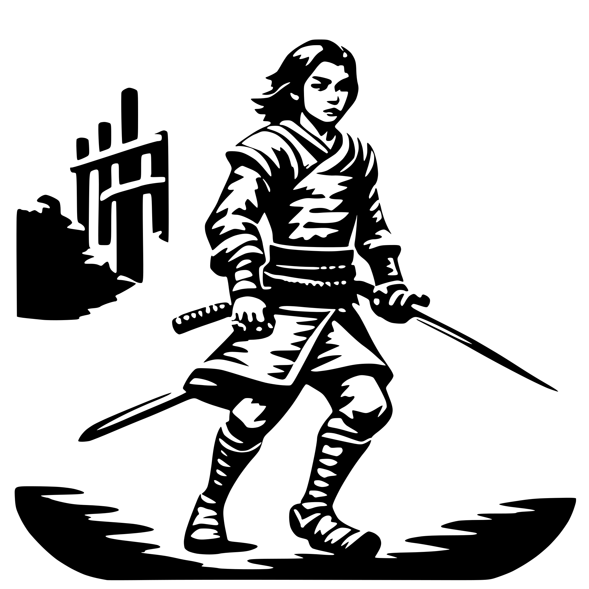 AI-generated SVG of 'young samurai running'