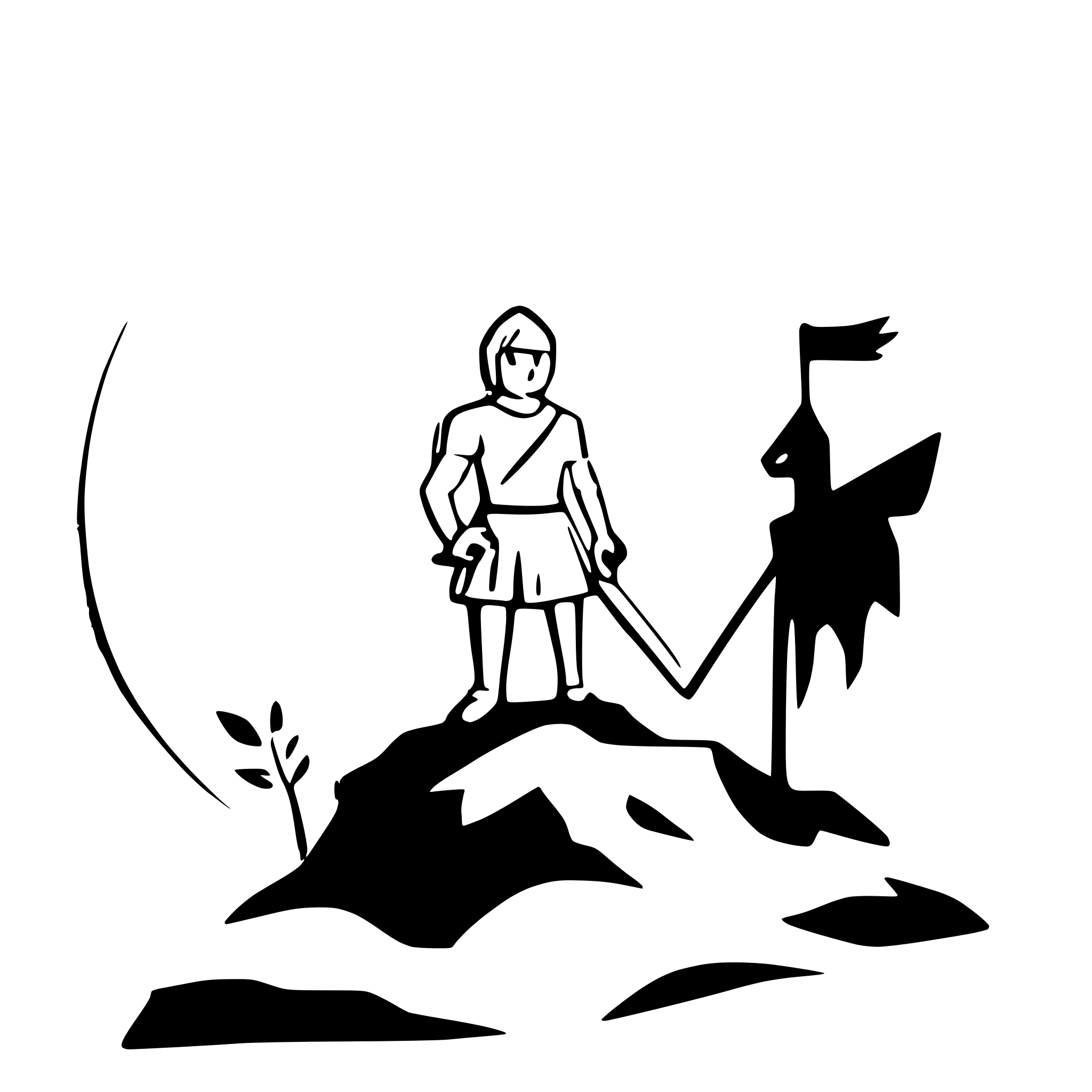 AI-generated SVG of a a knight on a hill holding a banner sunset AI-generated SVG of a a knight on a hill holding a banner sunset