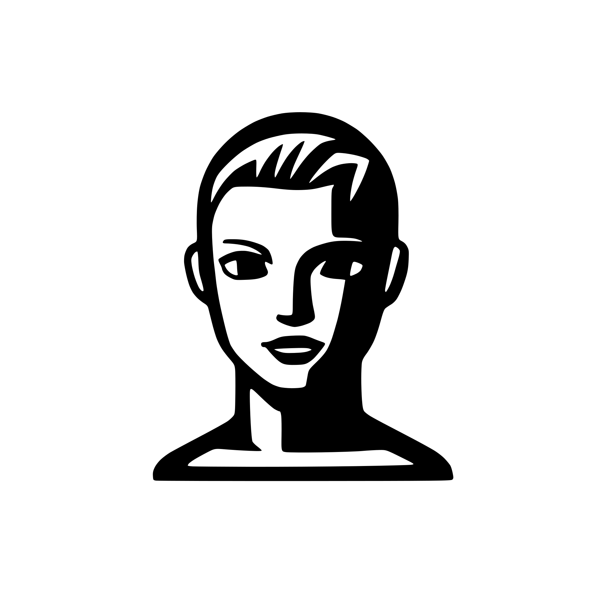 AI-generated SVG of a give me an brand icon of half a human face with half a robotic face, for a brand that specializes in human-like artificial intelligence. the halves should be divided down the center, with the right half being a human mask and the left side being robotic