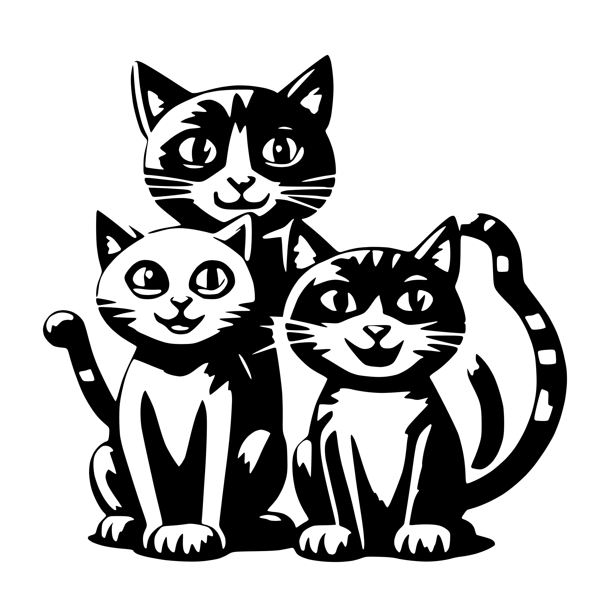 AI-generated SVG of a 3 crazy cats