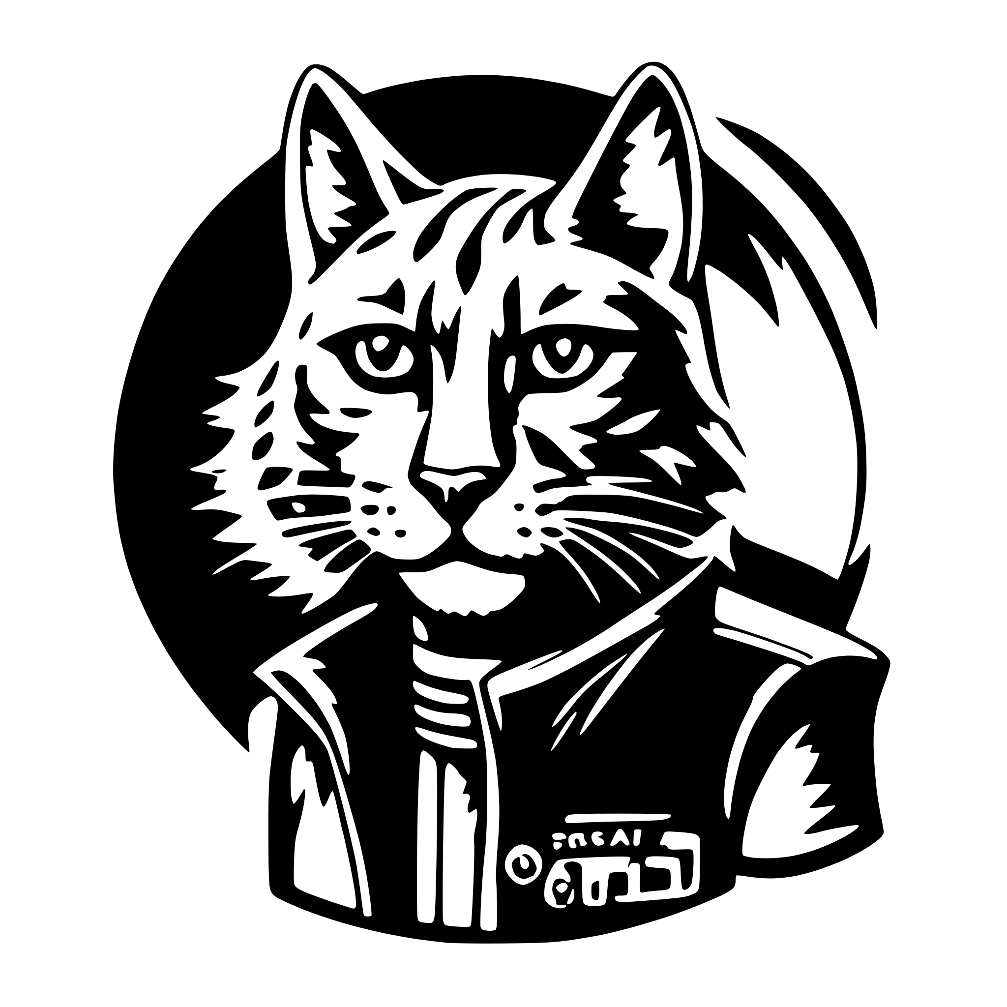 AI-generated SVG of a wild cat biker patch