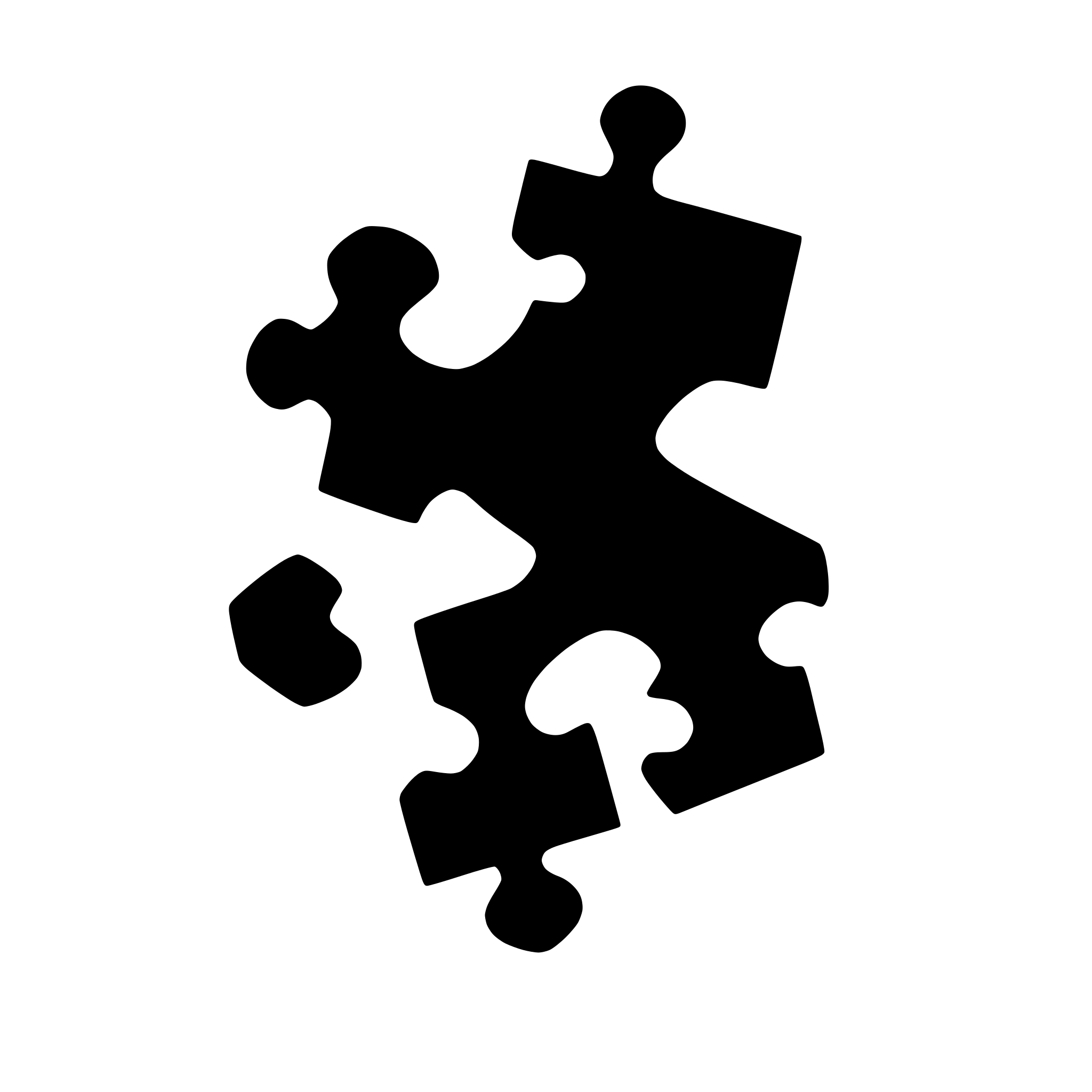 AI-generated SVG of a 2 black puzzle pieces that fit together, transparent background