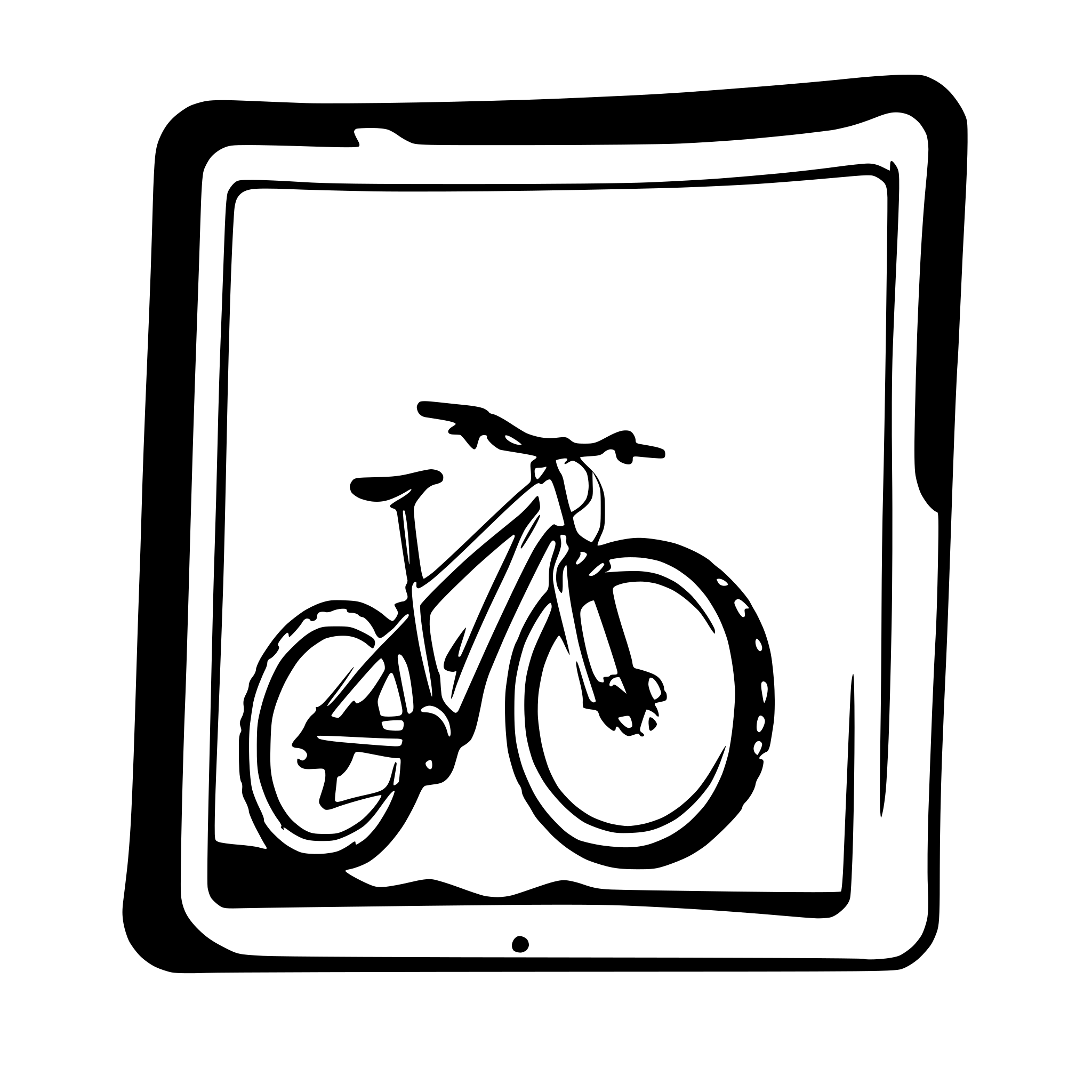 AI-generated SVG of a mountainbike sticking out of a picture frame