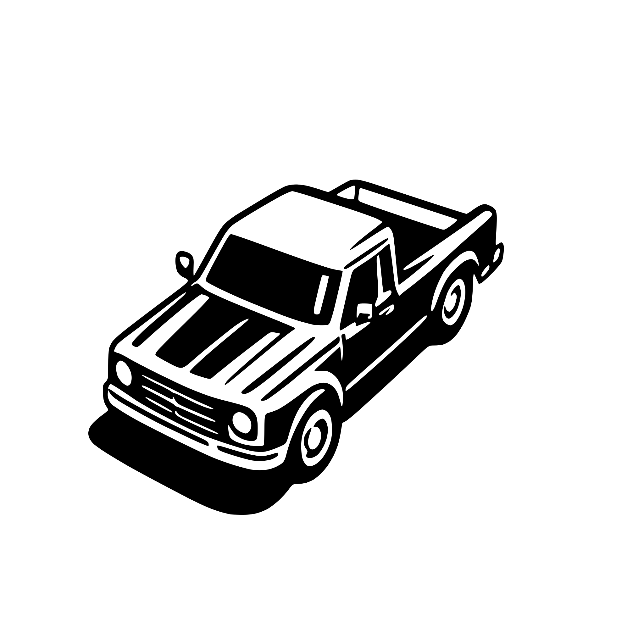 AI-generated SVG of a top down, from above, birds eye, icon of a pickup truck