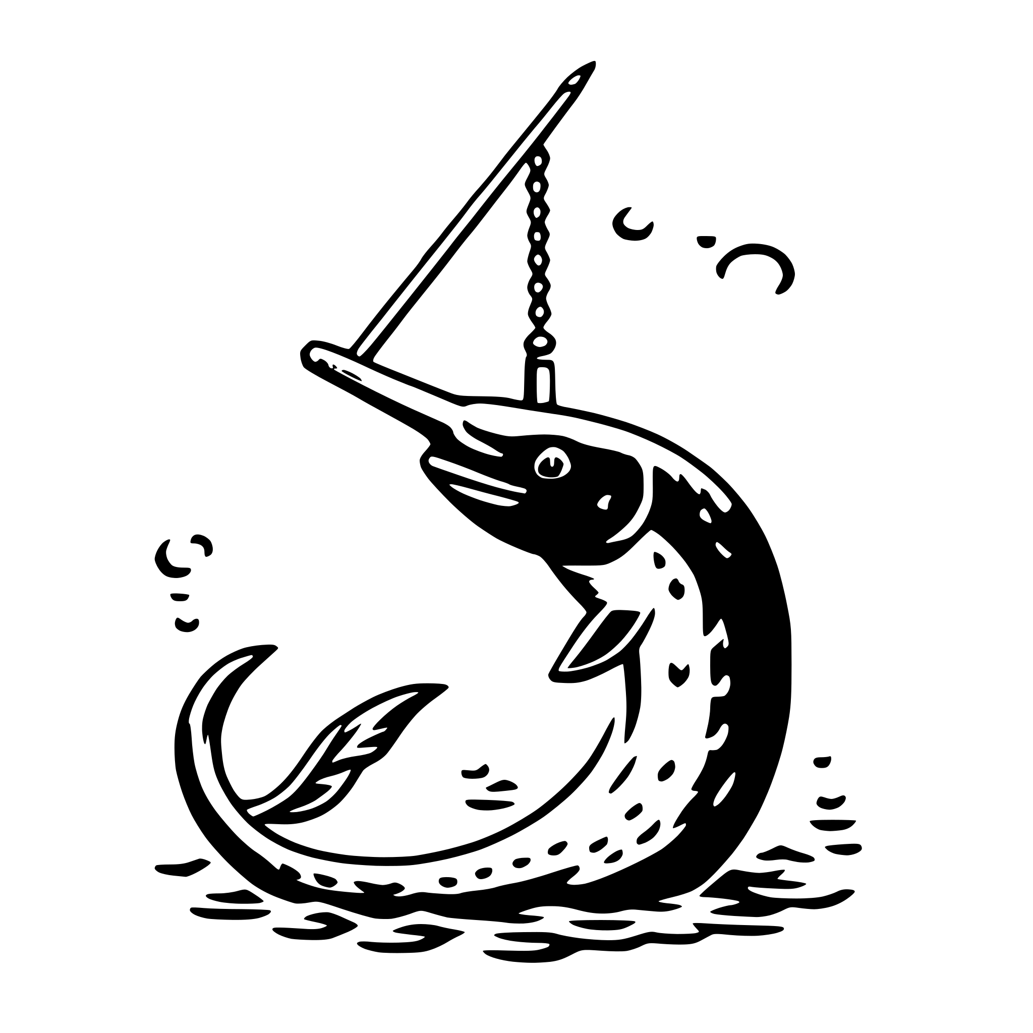 AI-generated SVG of a narwhal with necklace