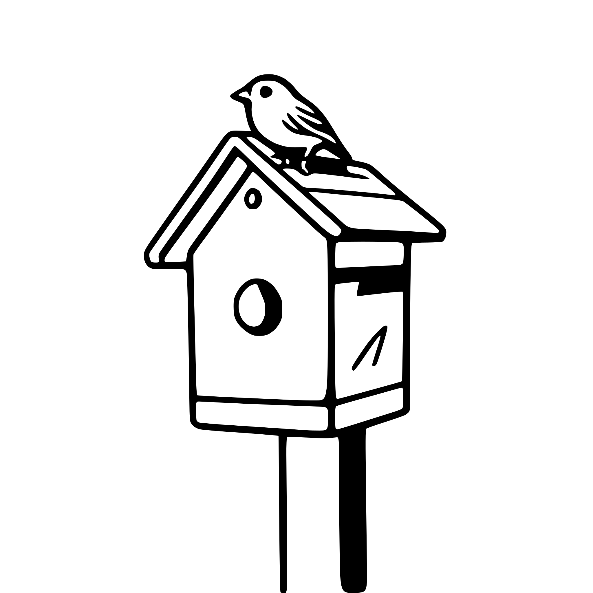 AI-generated SVG of 'birdhouse on tall post'