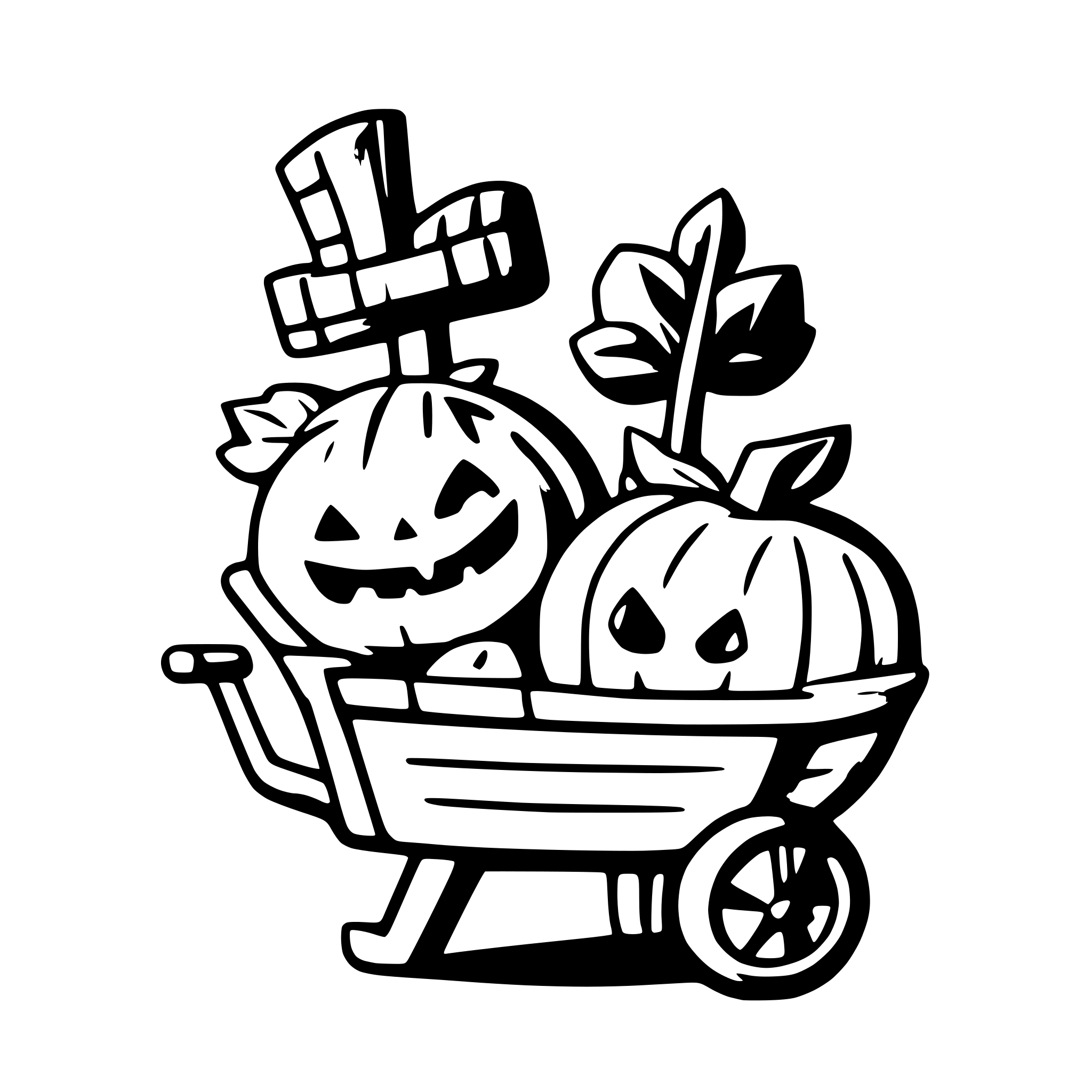 AI-generated SVG of a spookey pumpkins with wheelbarrow
