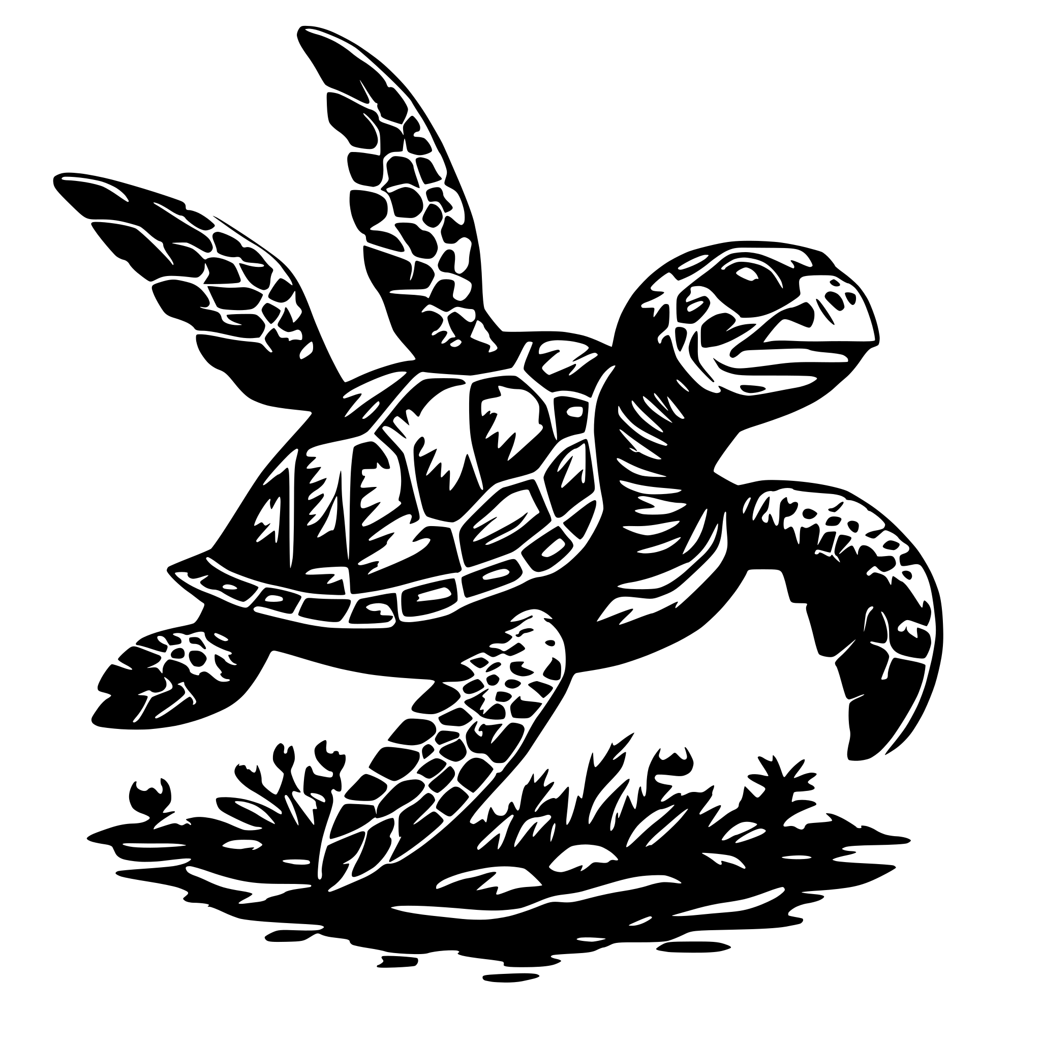 AI-generated SVG of a sea turtle in ocean