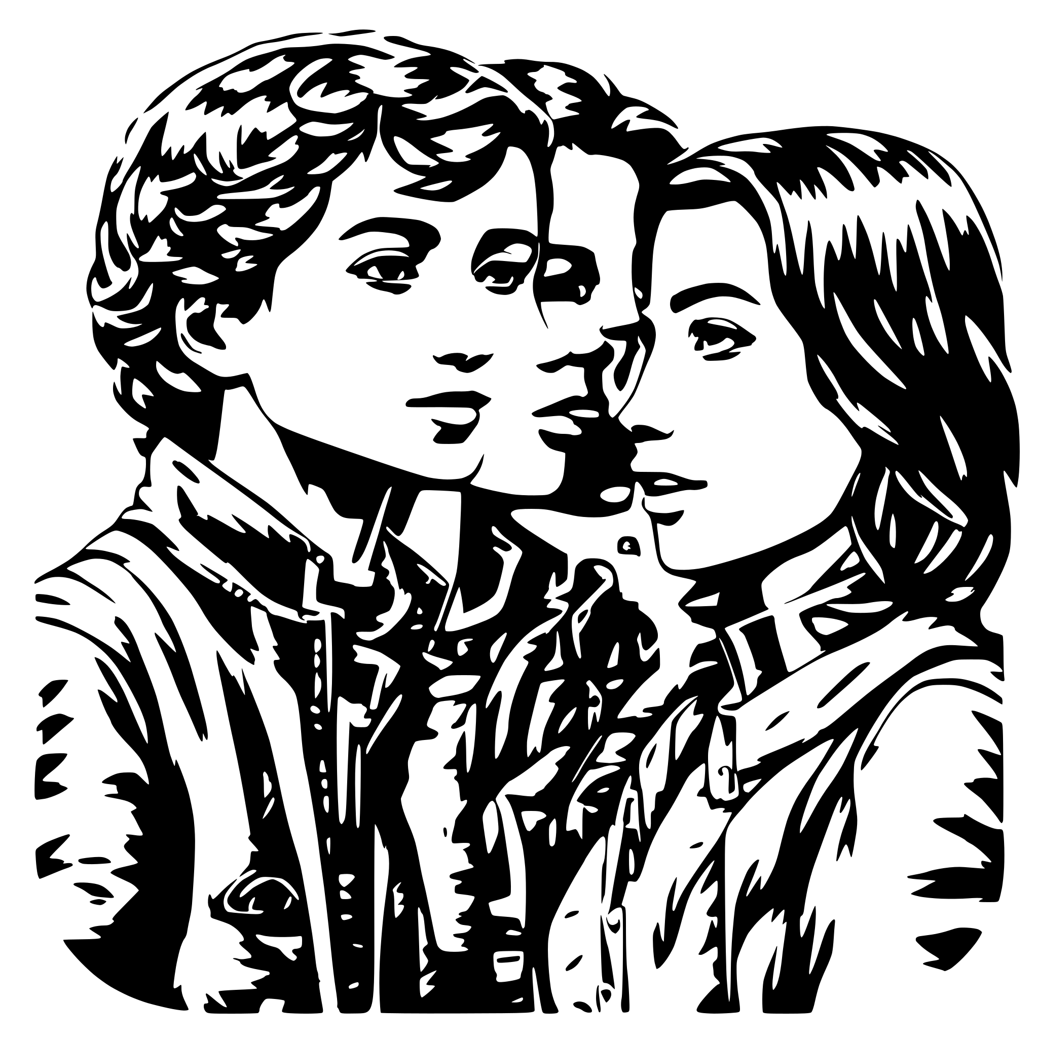 AI-generated SVG of 'two 15-year-old teenagers talking'
