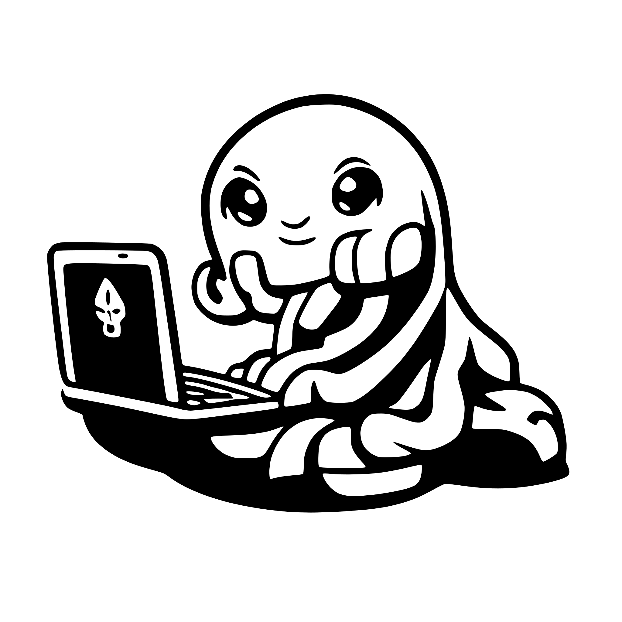 AI-generated SVG of 'octopus with hoody and laptop'