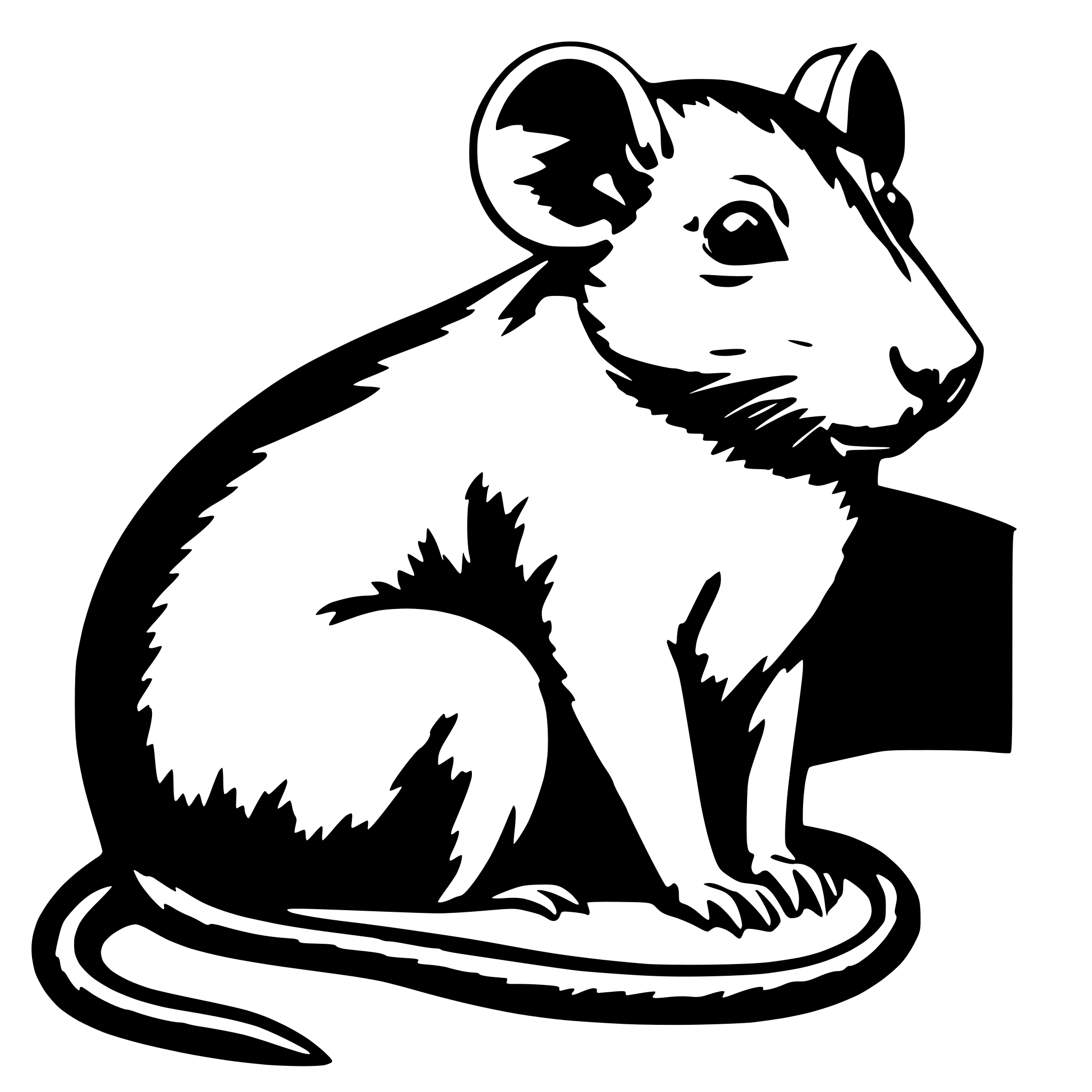 AI-generated SVG of 'a domestic rat sitting in three quarters with a mischievous look'