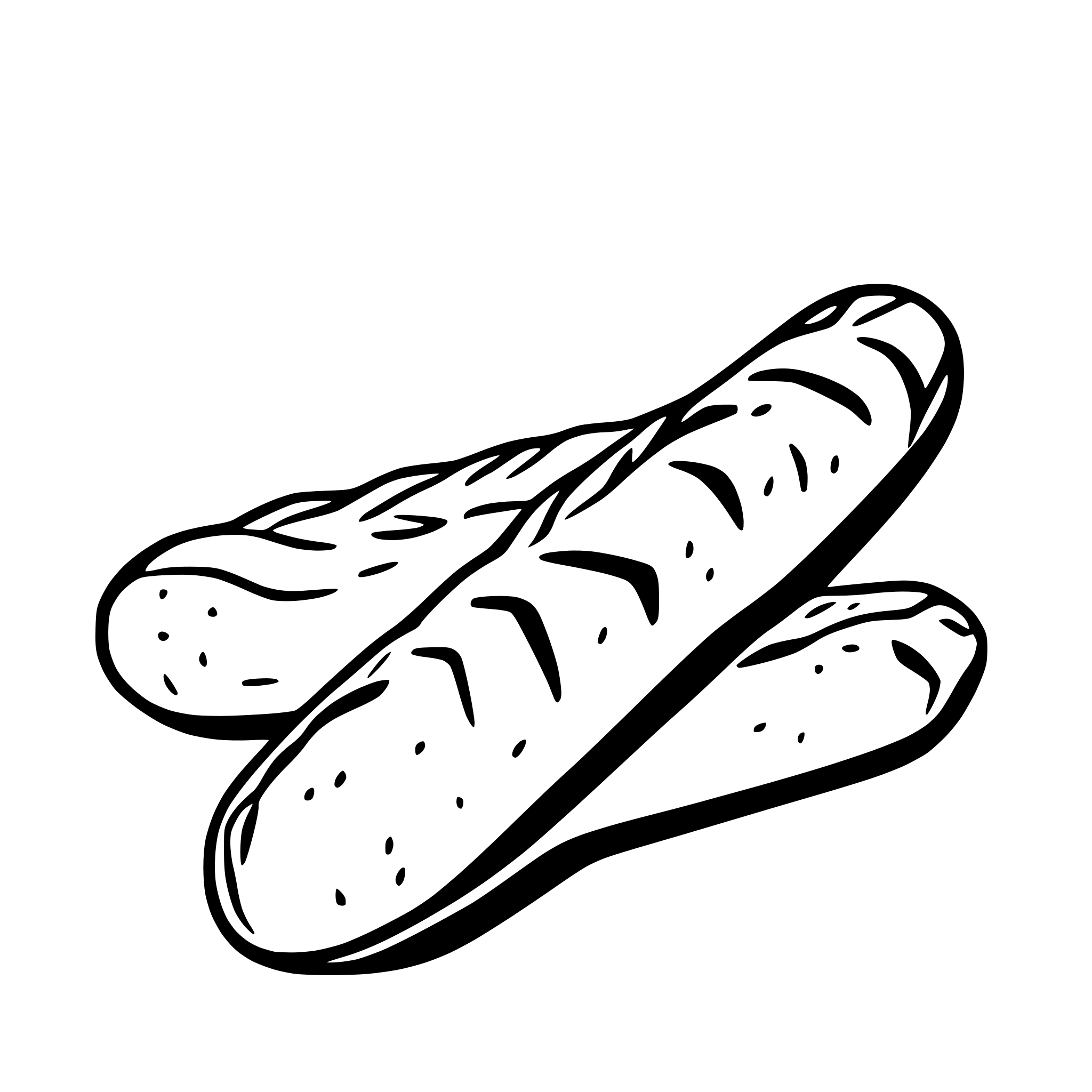 AI-generated SVG of a French baguettes, minimalist continuous line art, simple black outline, no fill, no shading, vector style