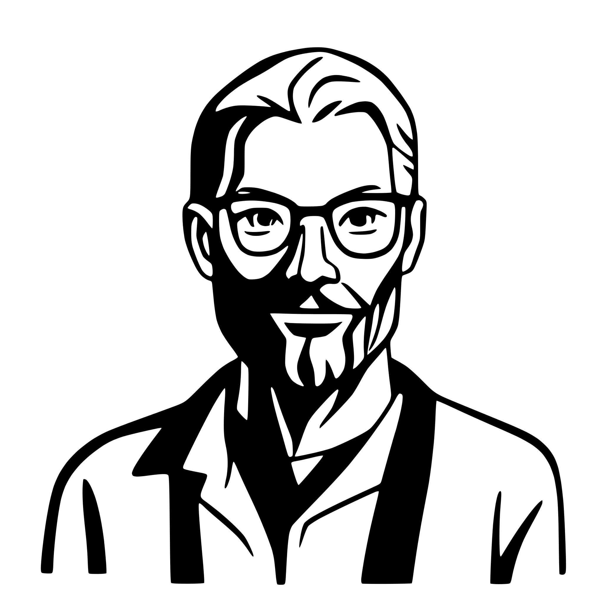 AI-generated SVG of a a full-bodied imagen of a dishevelled middle-aged man with black glasses and a beard