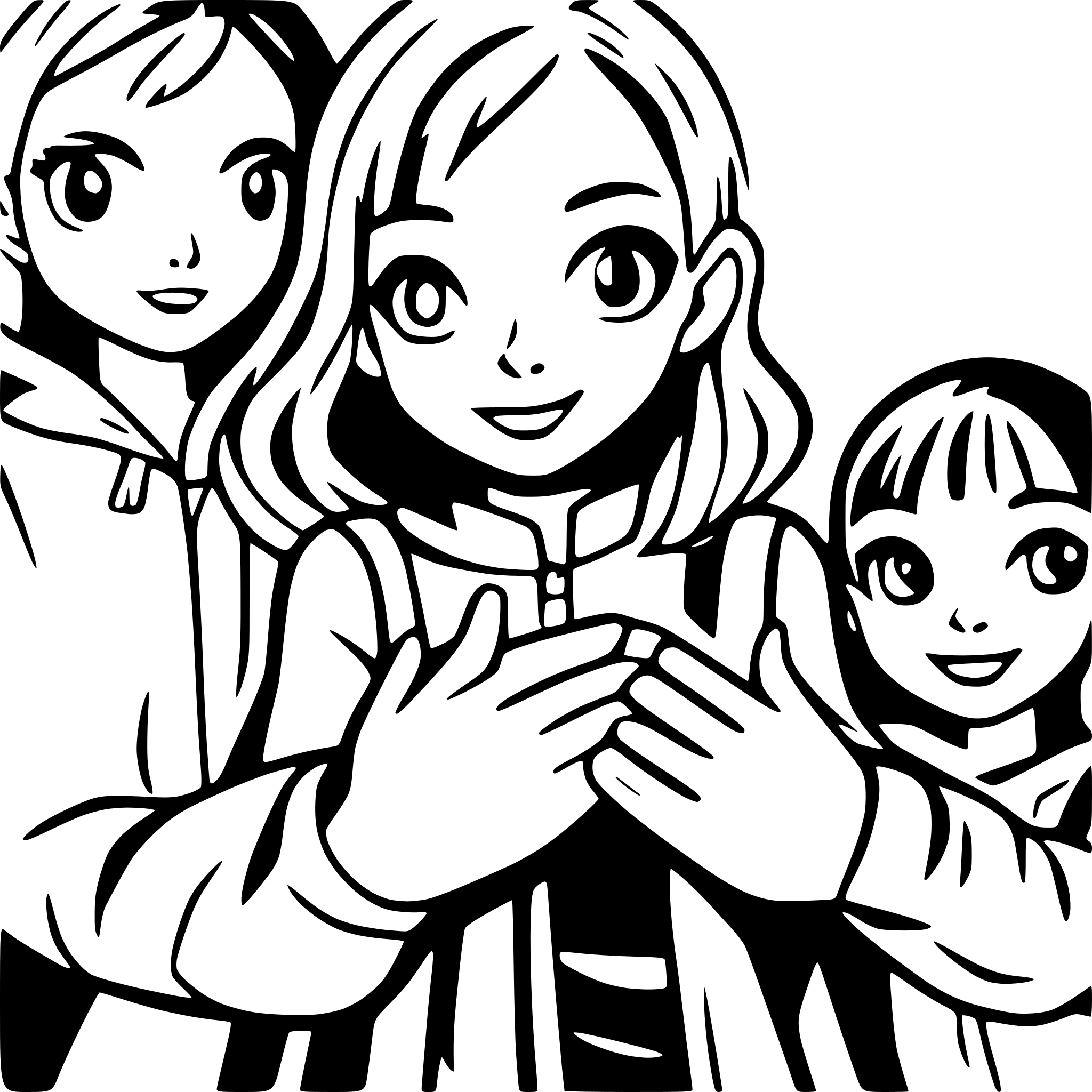 AI-generated SVG of a many childsren who holding on their hands
