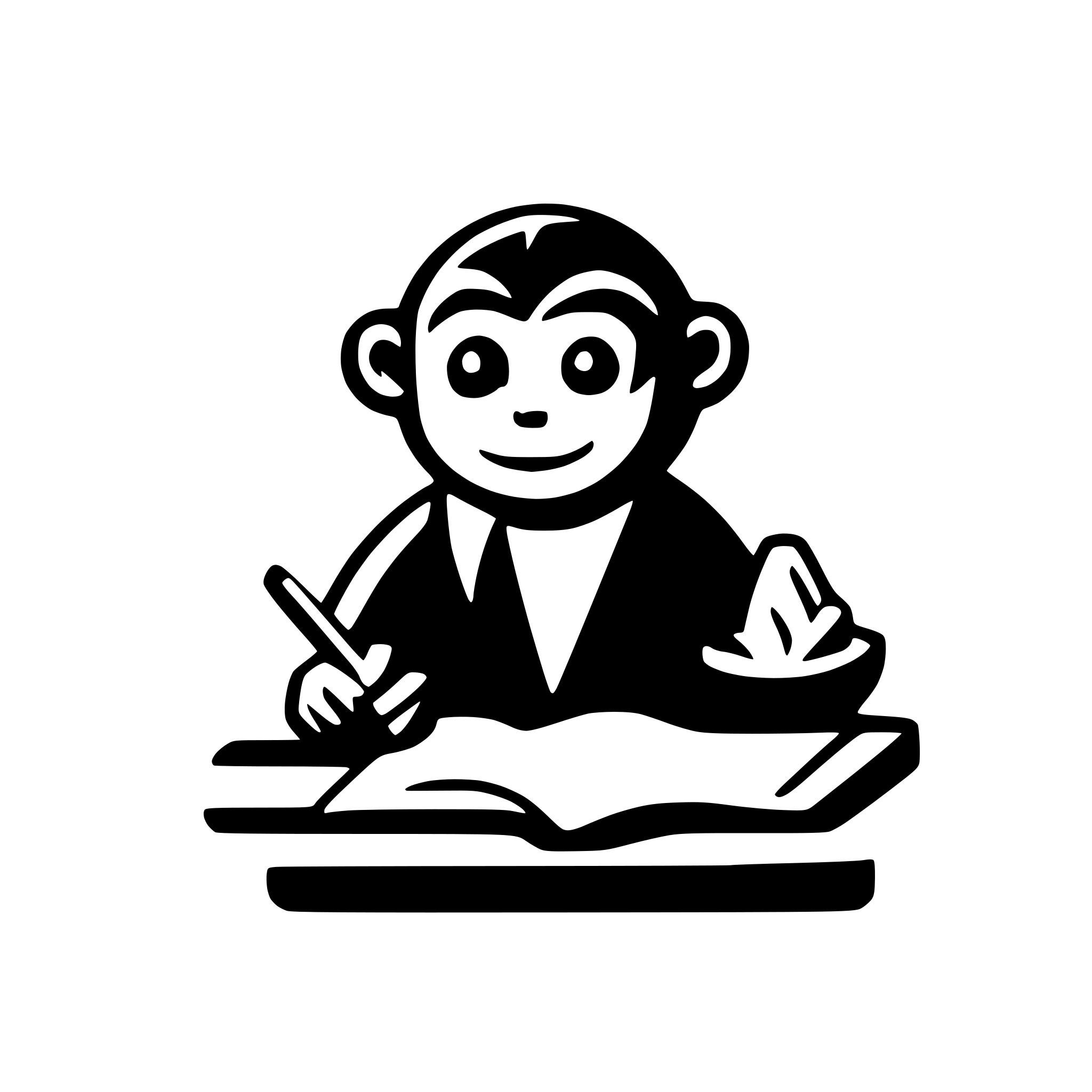 AI-generated SVG of a an icon of a monkey writing a book