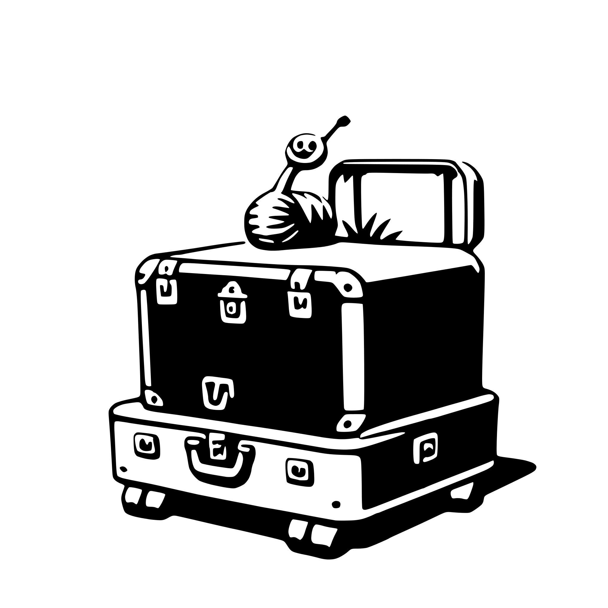 AI-generated SVG of a snail with suitcase