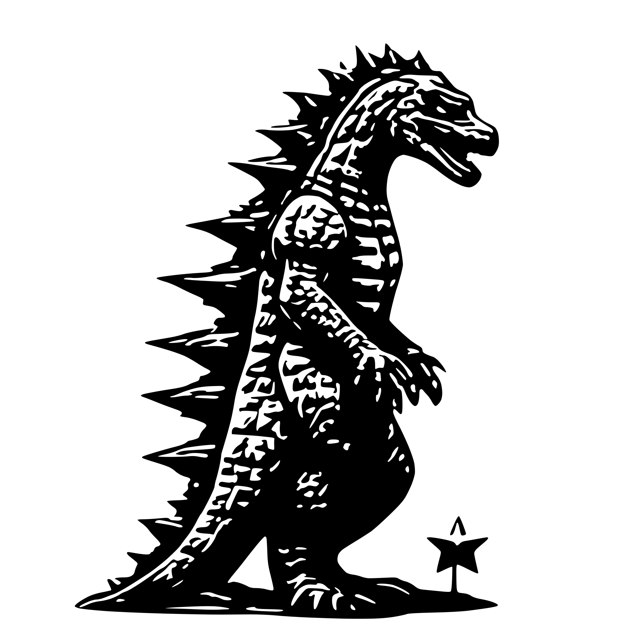 AI-generated SVG of 'godzilla holding a star'