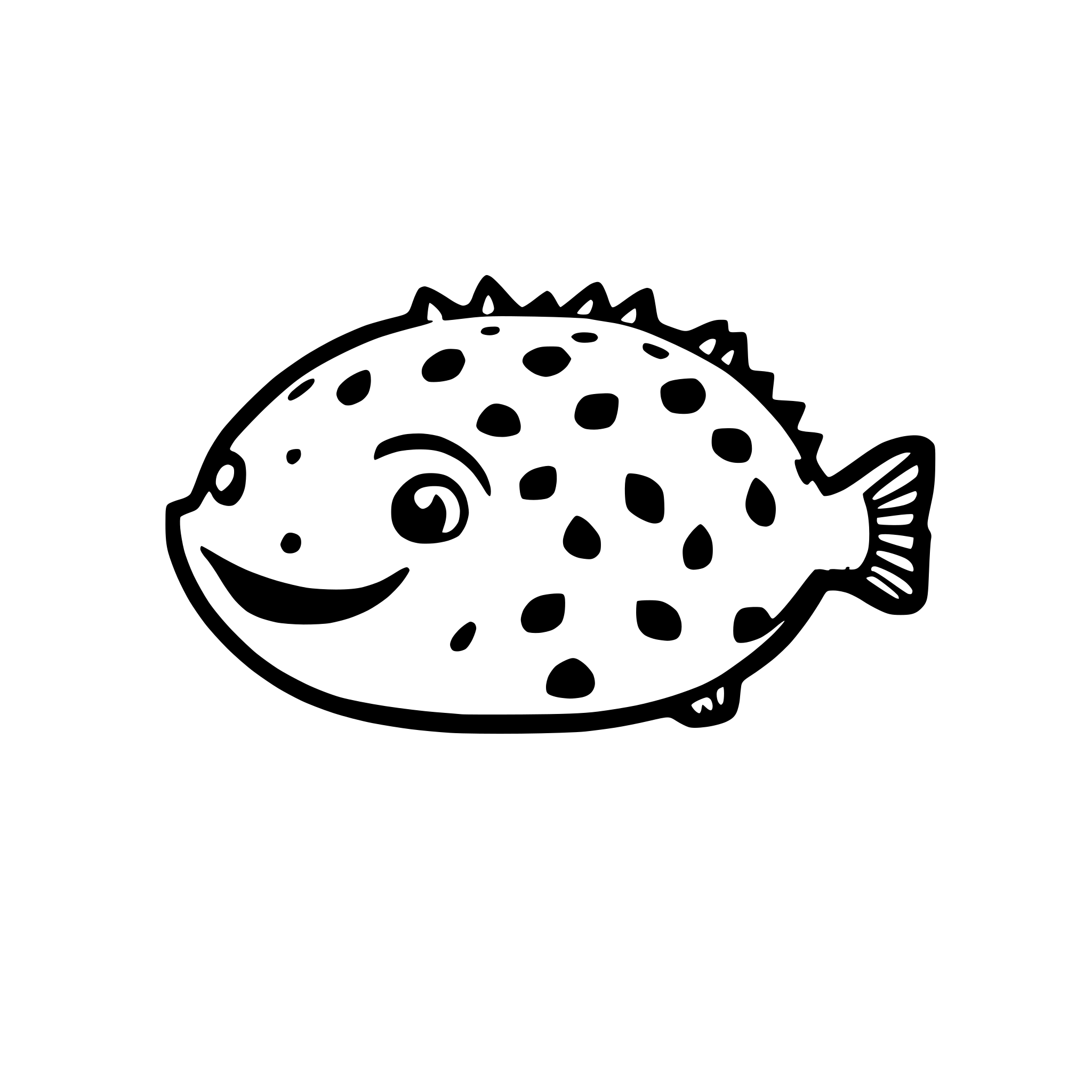 AI-generated SVG of a happy puffer fish