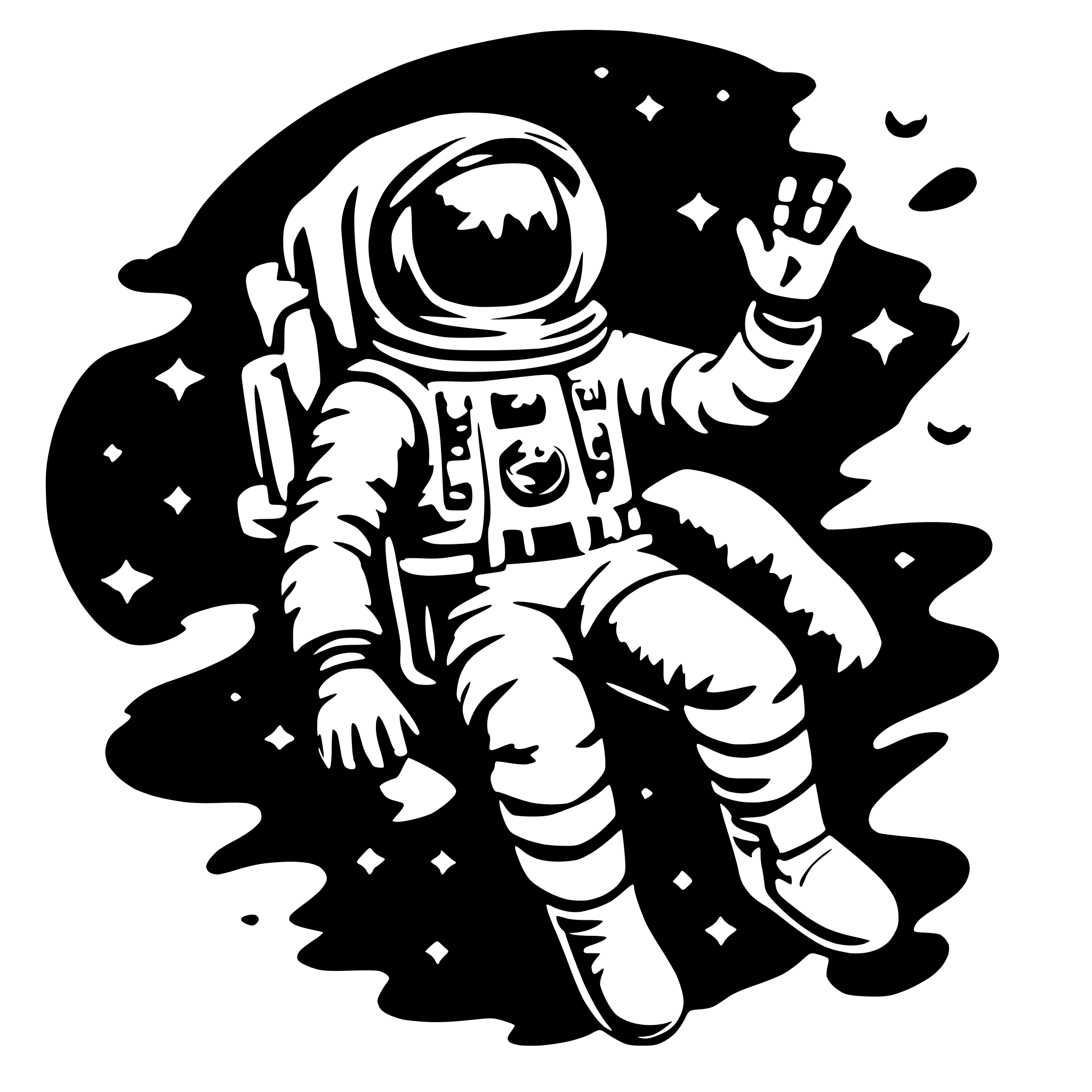AI-generated SVG of a astronaut floating in space