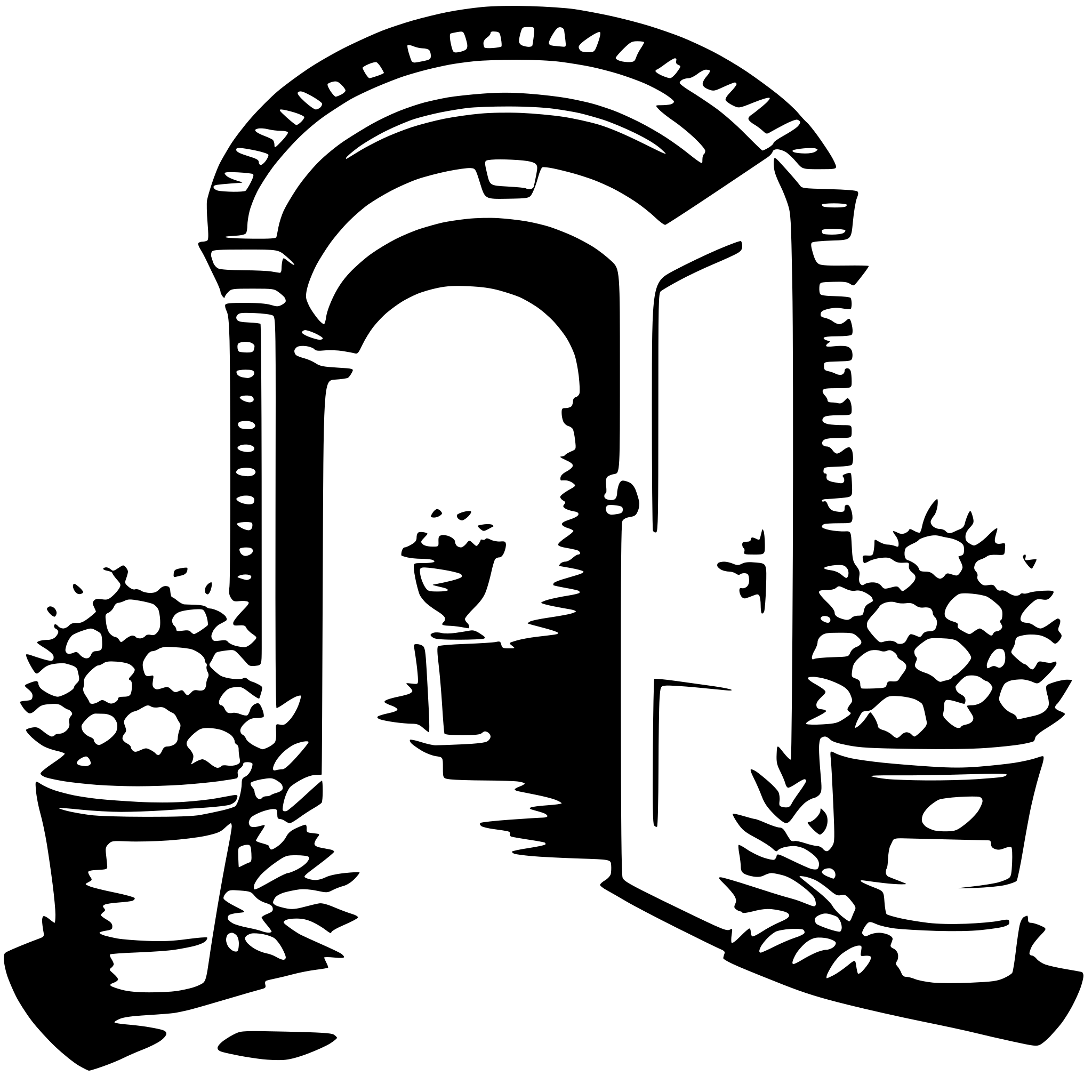 AI-generated SVG of a a romantic open entrance with flower wreaths AI-generated SVG of a a romantic open entrance with flower wreaths