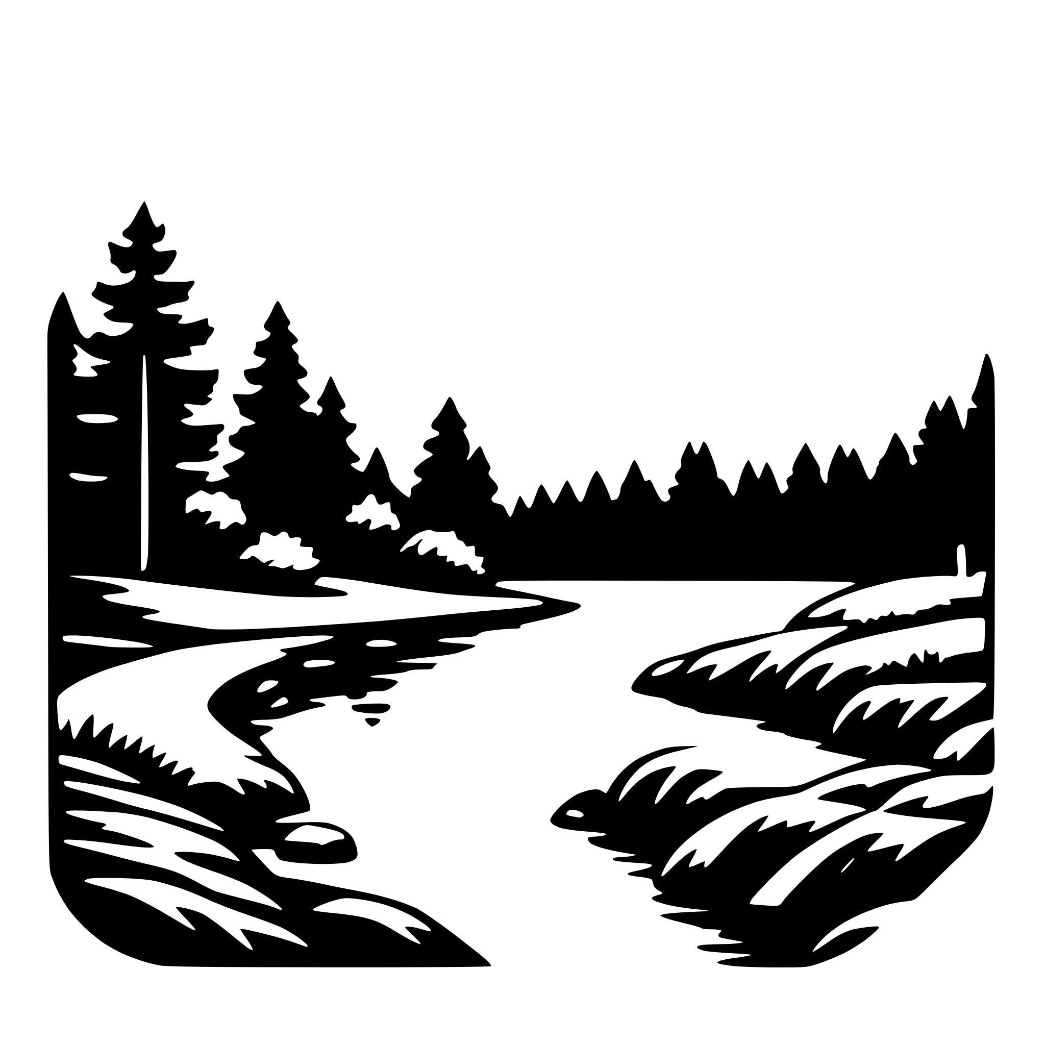 AI-generated SVG of a mountain and river