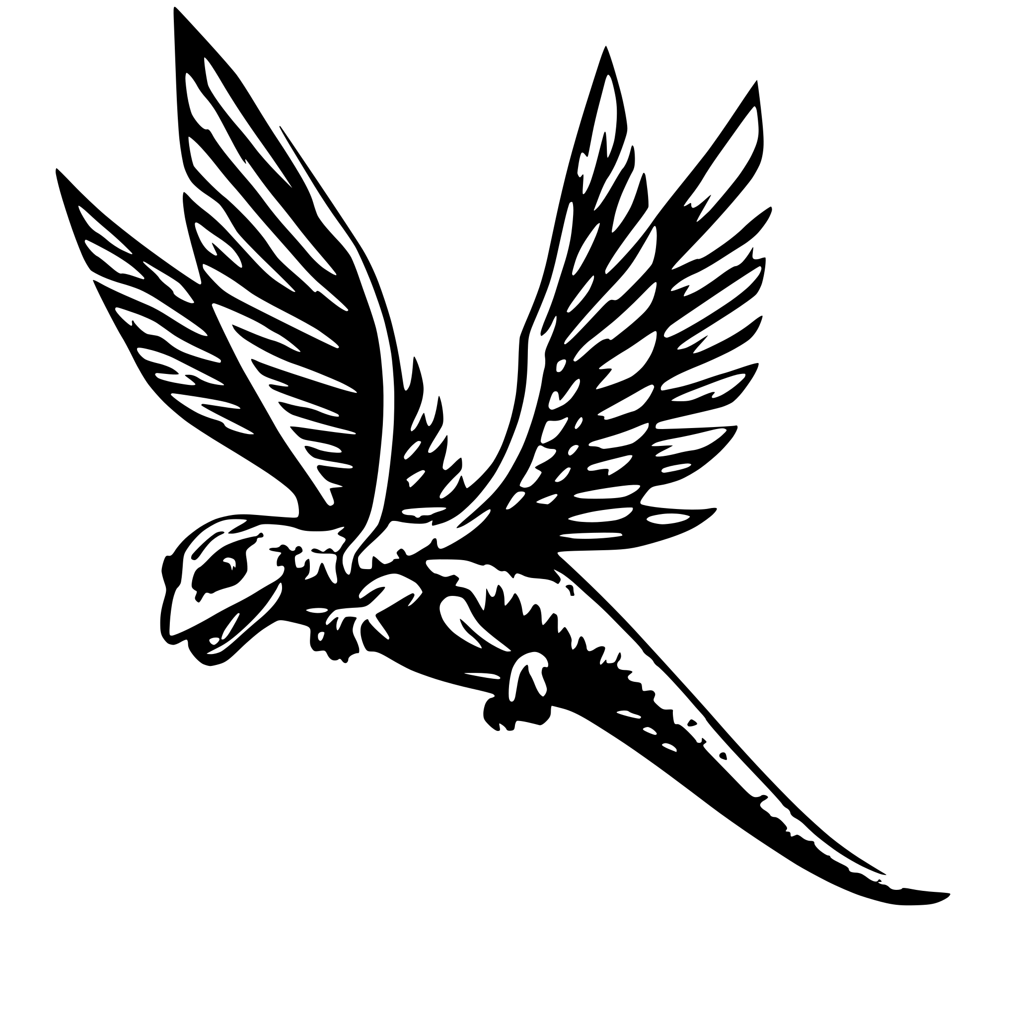 AI-generated SVG of 'Angel lizard flying up'
